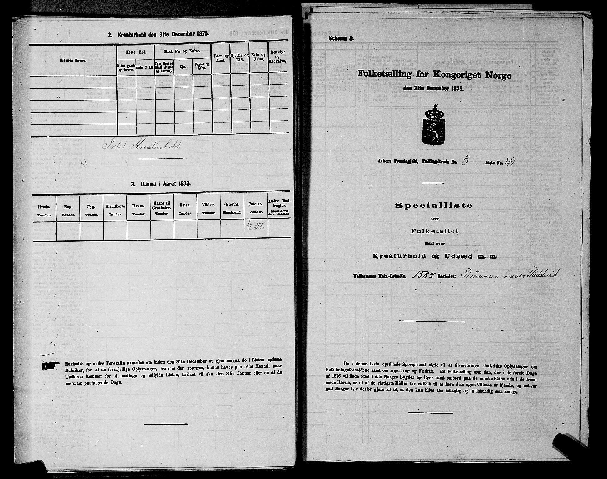 RA, 1875 census for 0220P Asker, 1875, p. 1140