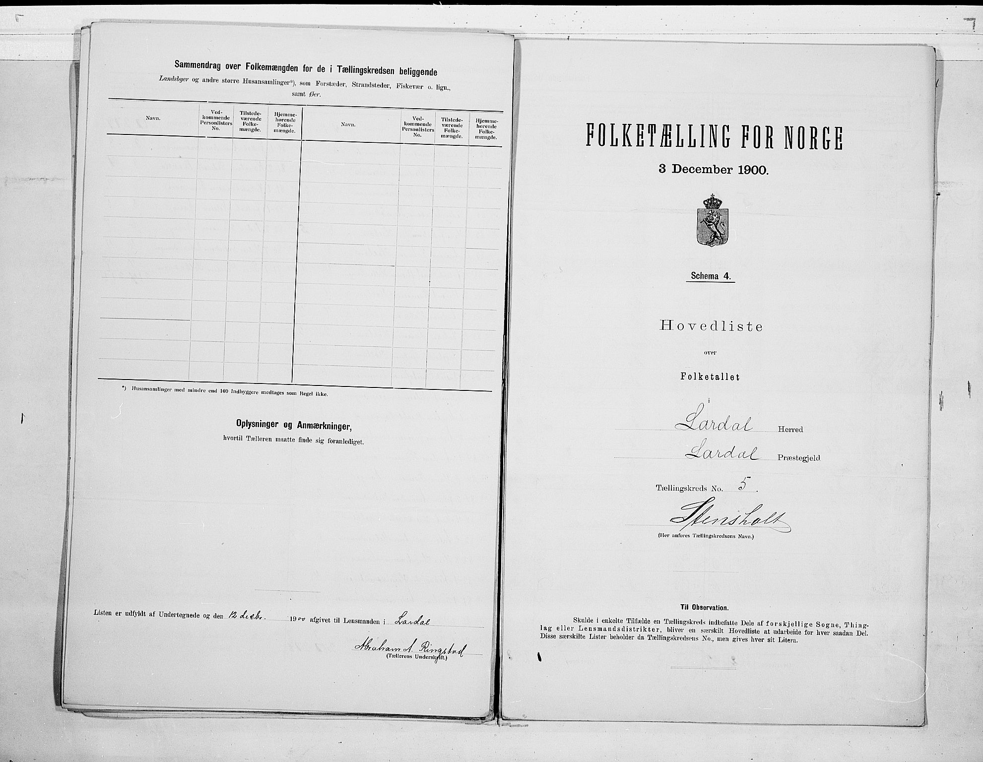 RA, 1900 census for Lardal, 1900, p. 14