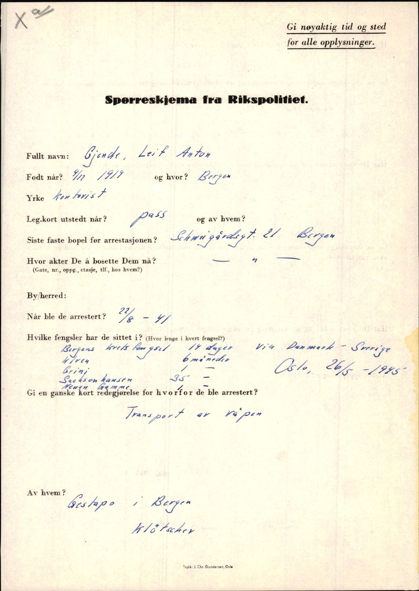 Rikspolitisjefen, AV/RA-S-1560/L/L0005: Gidske, Peder Martin -  Hansell, Georg, 1940-1945, p. 59