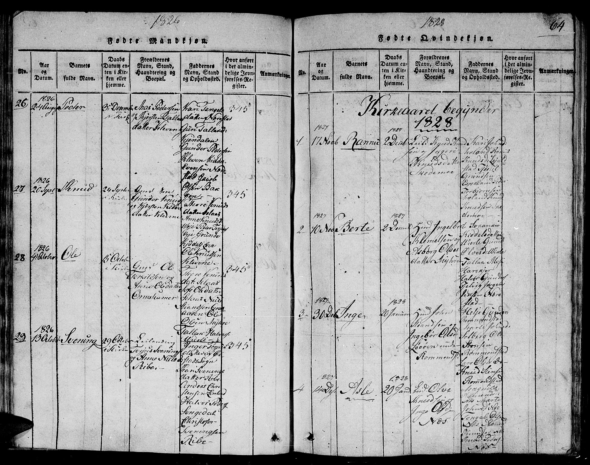 Gjerstad sokneprestkontor, SAK/1111-0014/F/Fb/Fbb/L0001: Parish register (copy) no. B 1, 1813-1863, p. 64