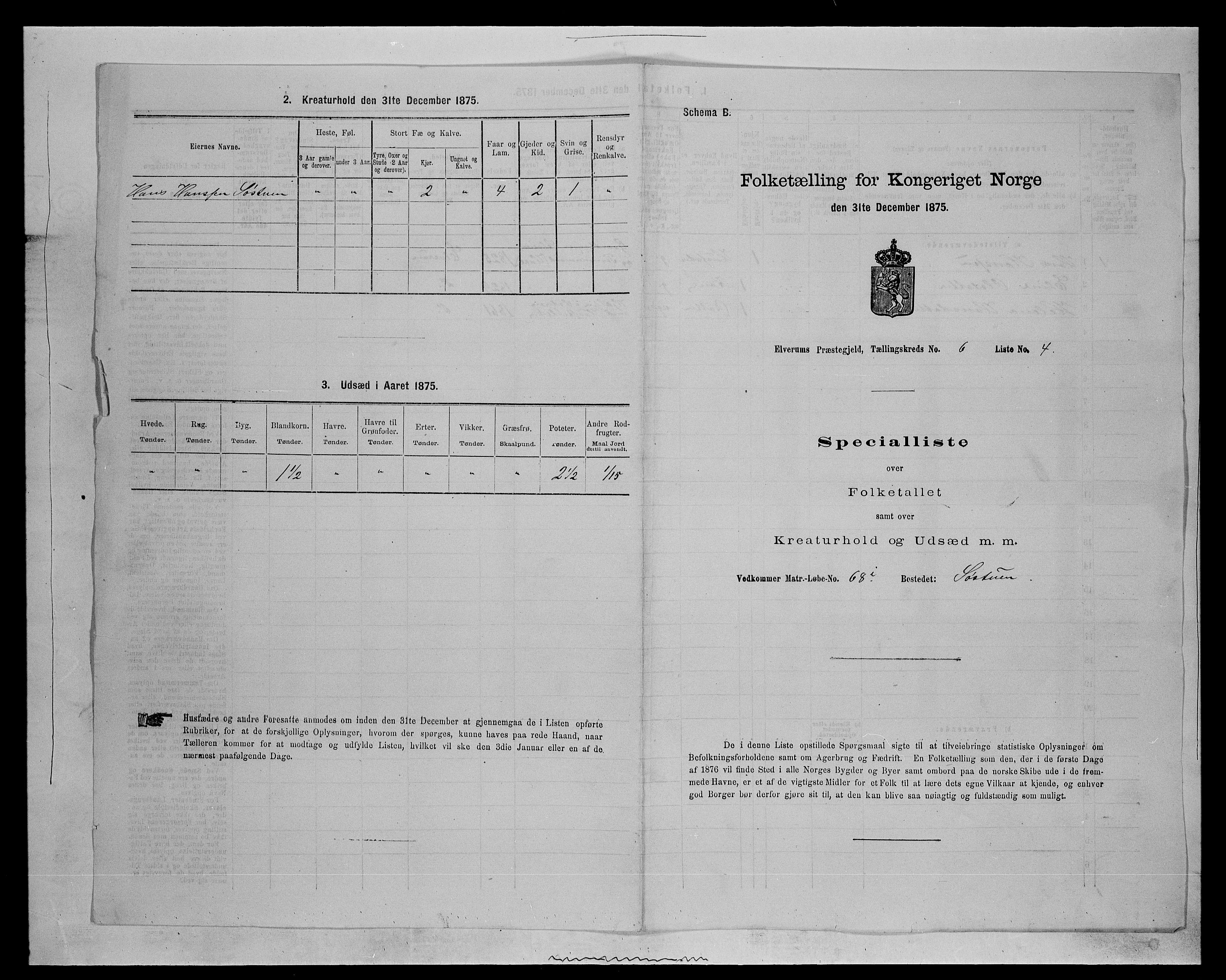 SAH, 1875 census for 0427P Elverum, 1875, p. 1336