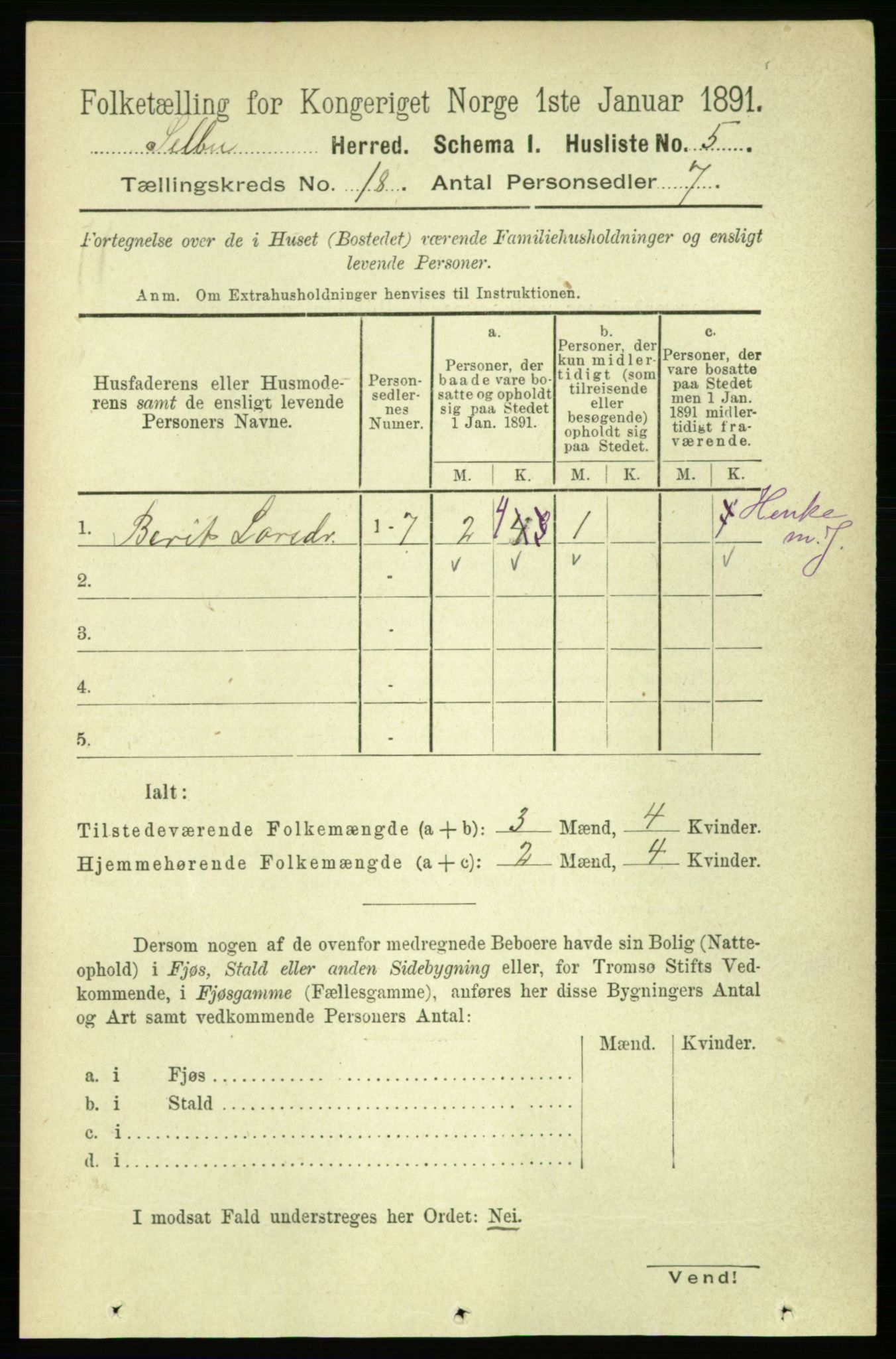 RA, 1891 census for 1664 Selbu, 1891, p. 6438