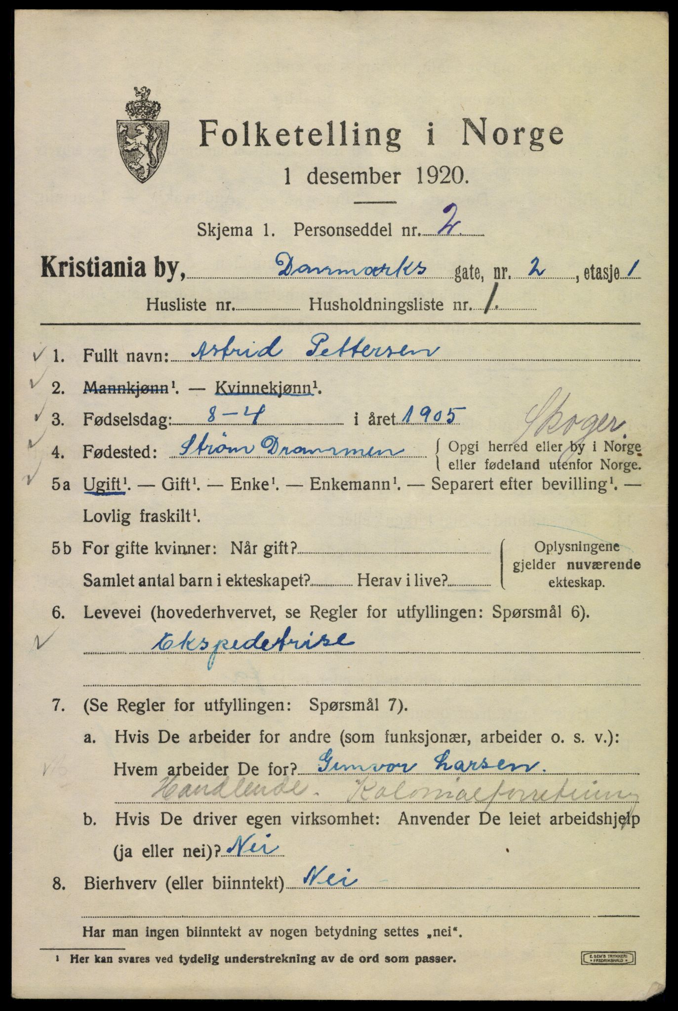 SAO, 1920 census for Kristiania, 1920, p. 194455