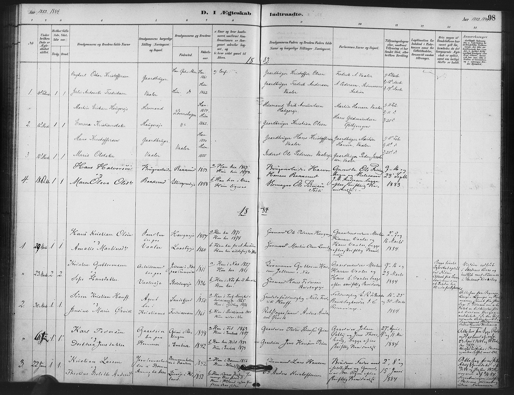 Skedsmo prestekontor Kirkebøker, AV/SAO-A-10033a/F/Fb/L0001: Parish register (official) no. II 1, 1883-1901, p. 98