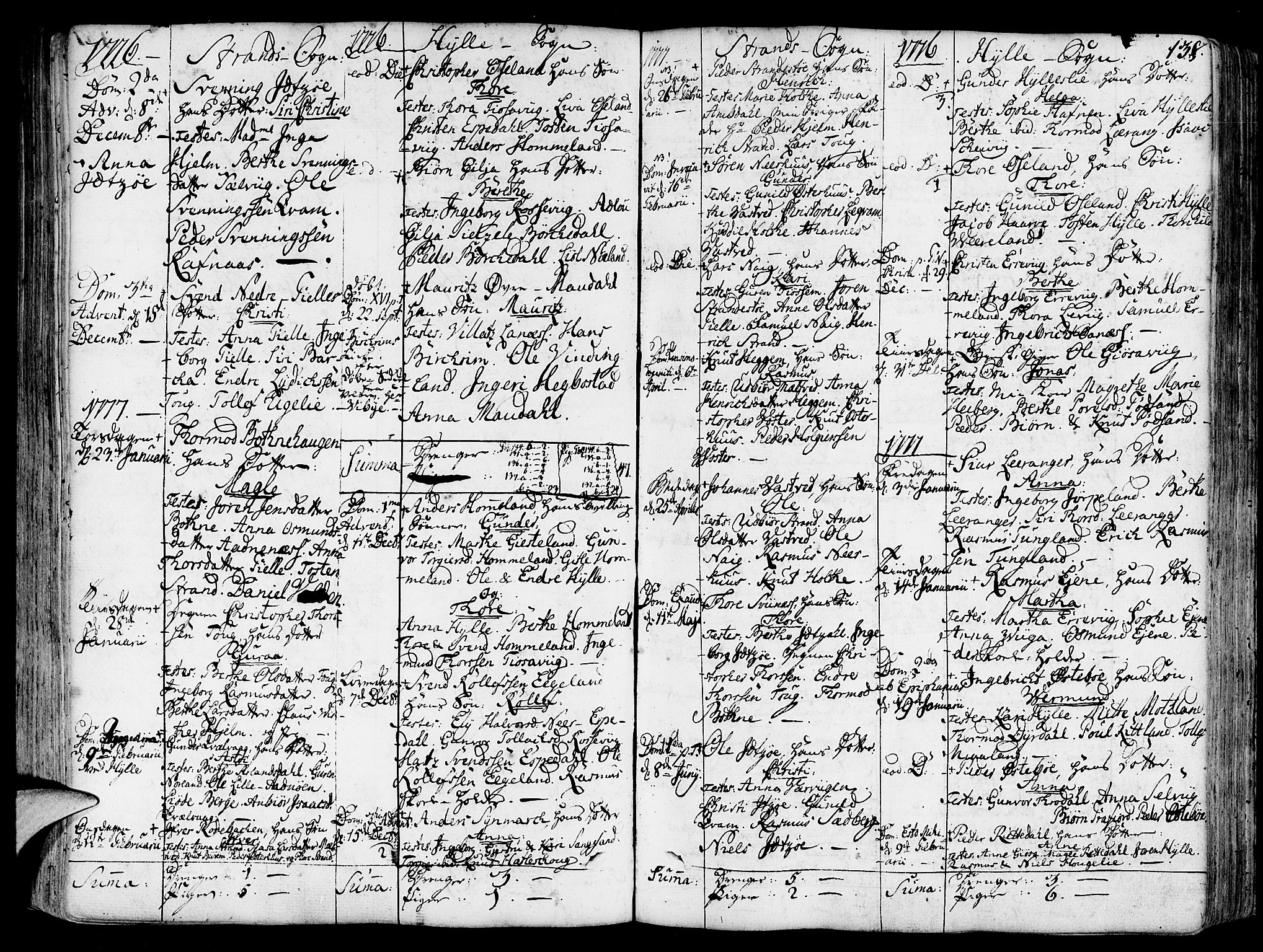 Strand sokneprestkontor, SAST/A-101828/H/Ha/Haa/L0003: Parish register (official) no. A 3, 1769-1816, p. 138