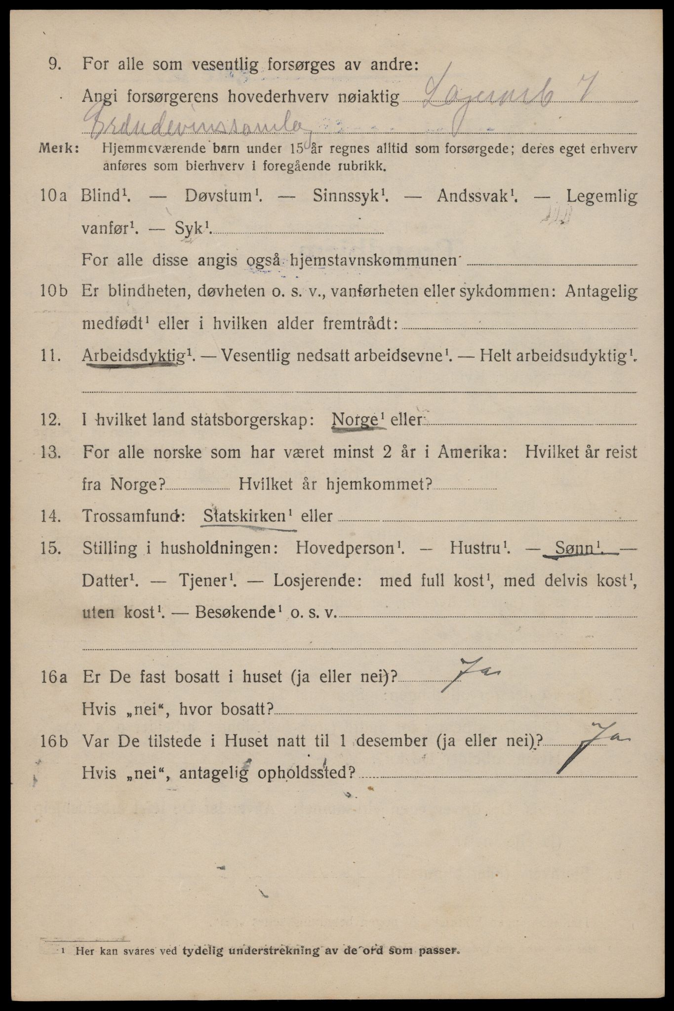 SAT, 1920 census for Trondheim, 1920, p. 91271