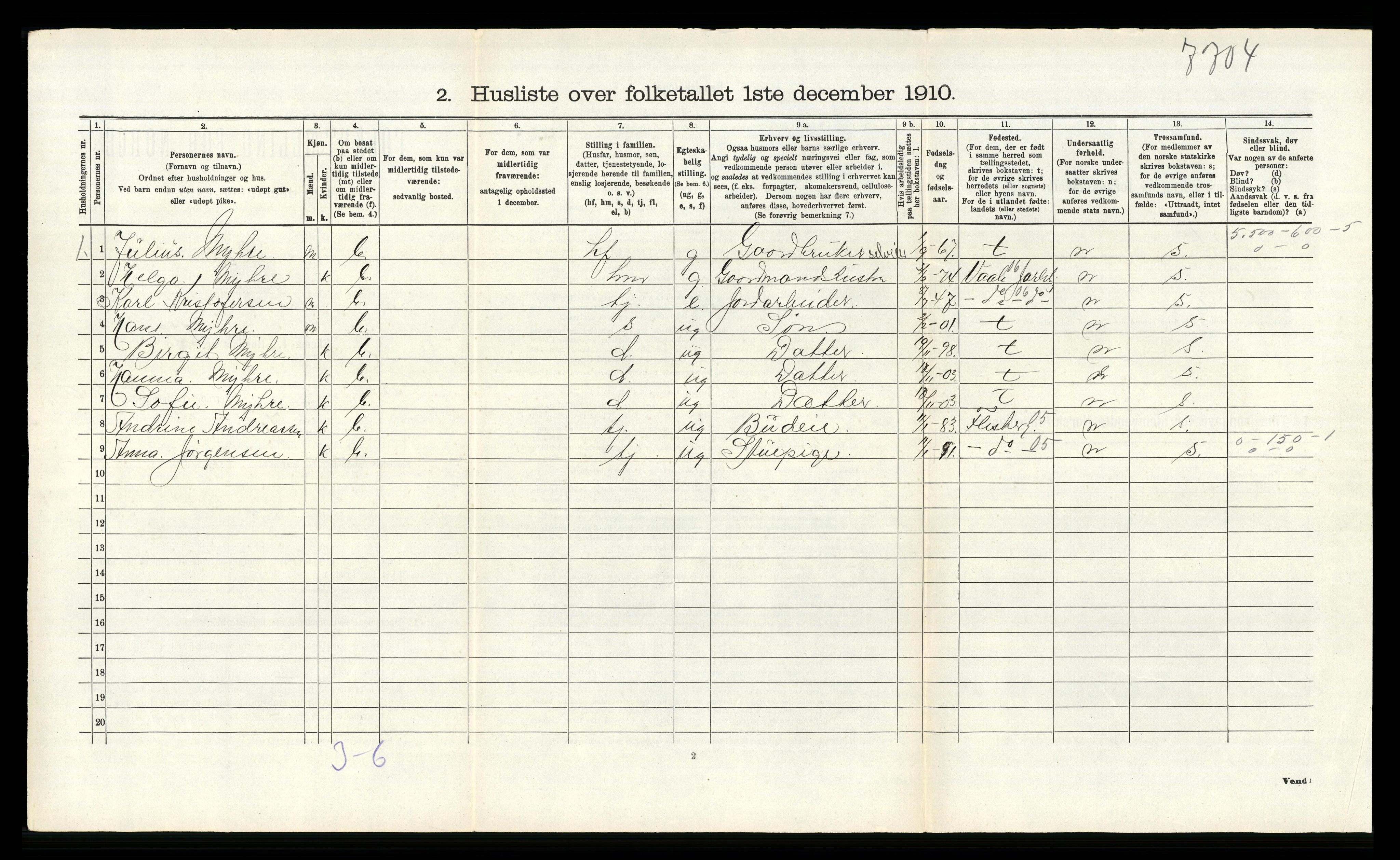 RA, 1910 census for Sem, 1910, p. 765