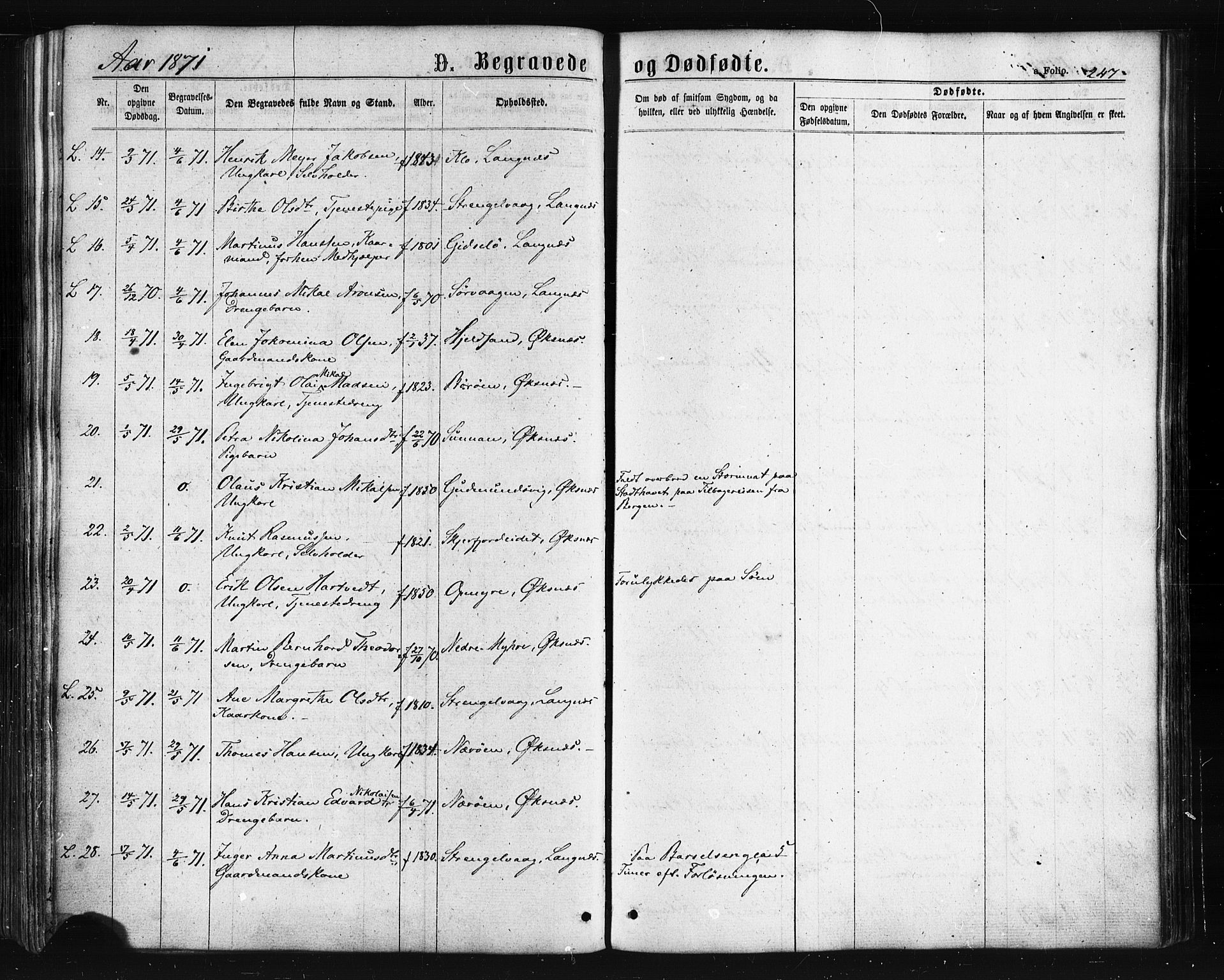 Ministerialprotokoller, klokkerbøker og fødselsregistre - Nordland, AV/SAT-A-1459/893/L1334: Parish register (official) no. 893A07, 1867-1877, p. 247