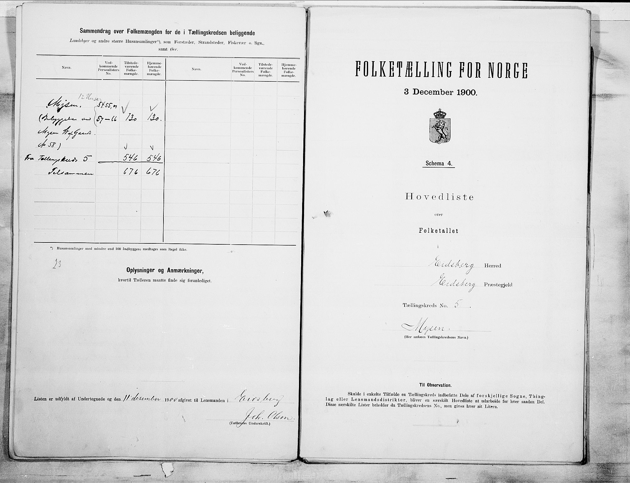 SAO, 1900 census for Eidsberg, 1900, p. 14