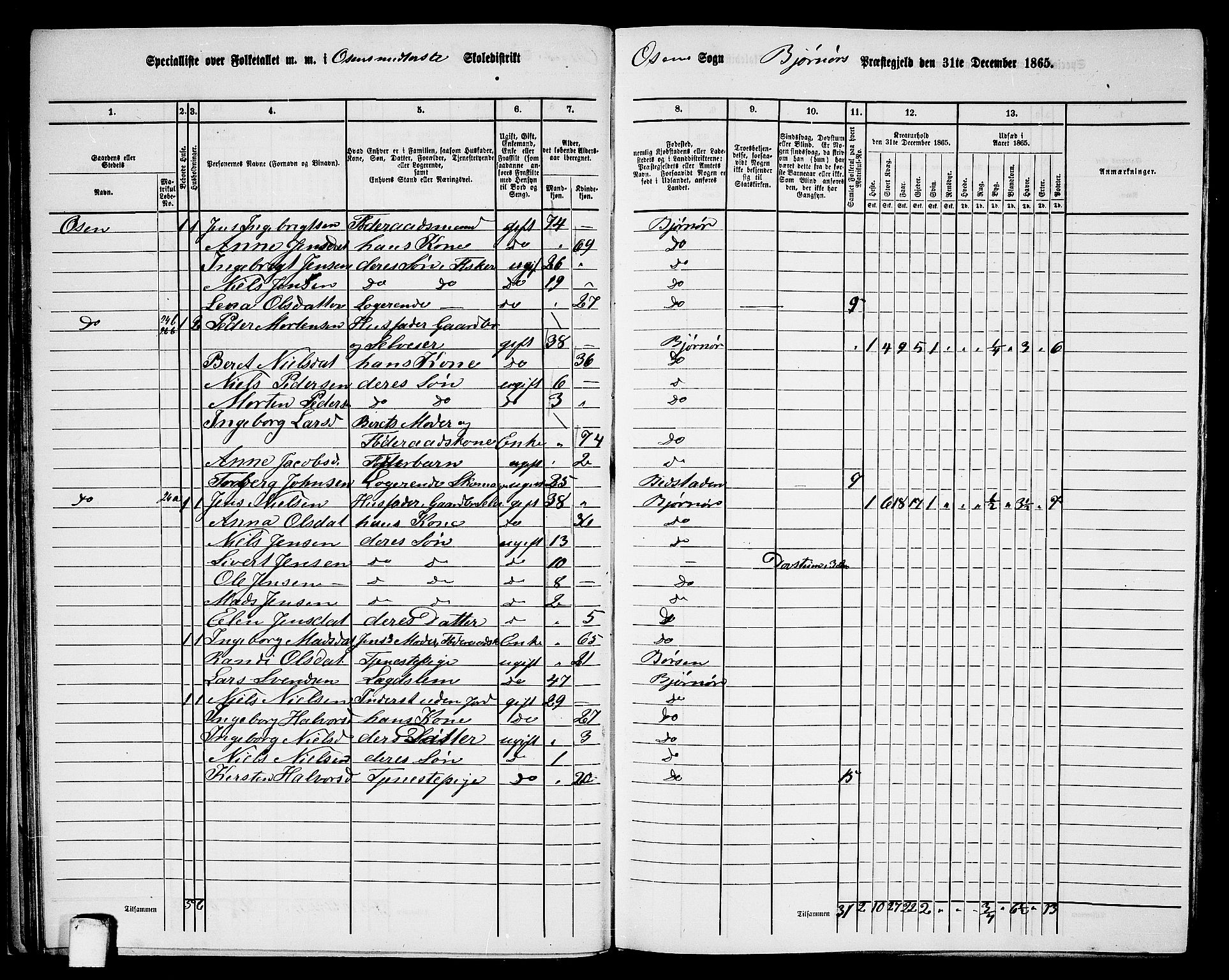 RA, 1865 census for Bjørnør, 1865, p. 40