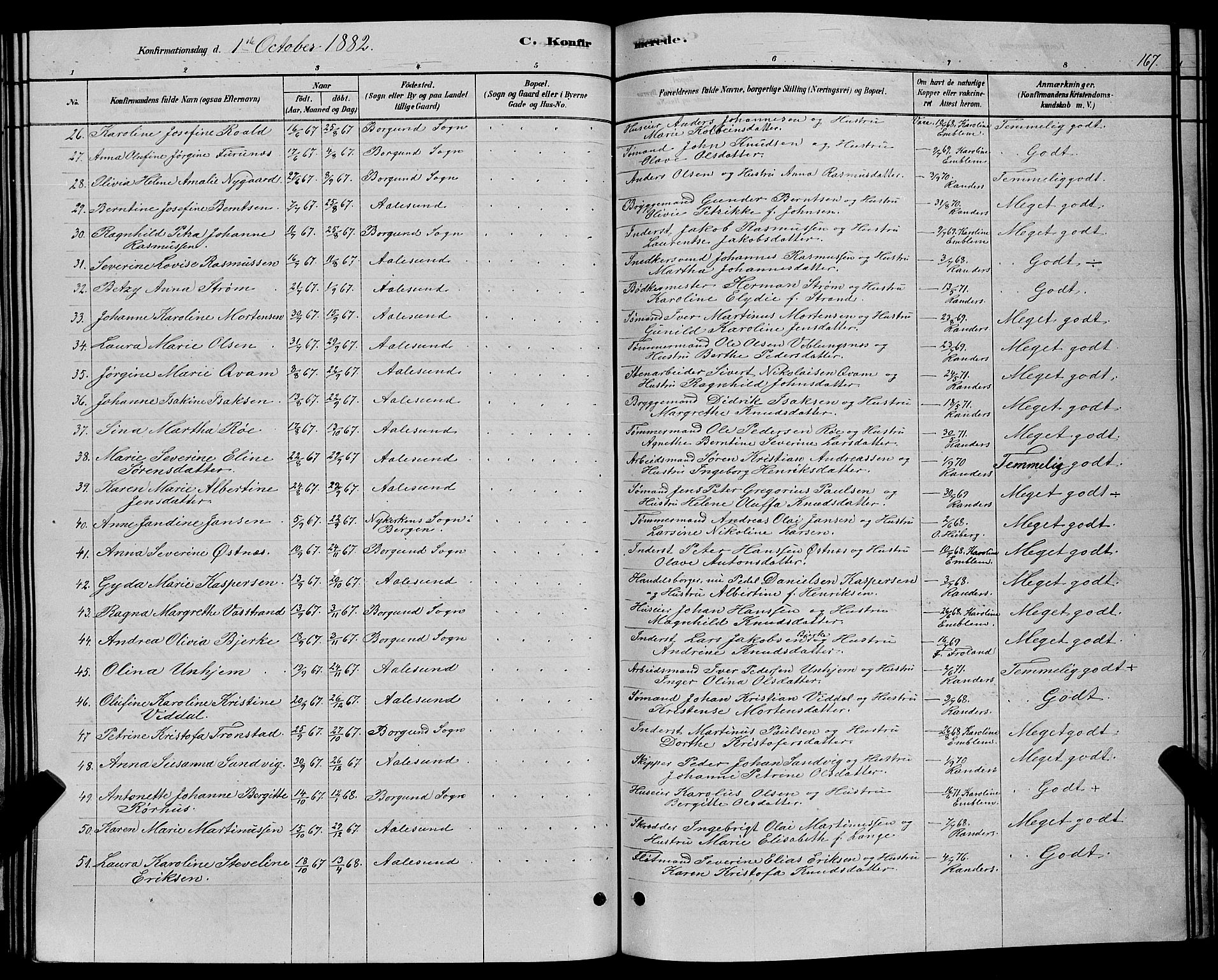 Ministerialprotokoller, klokkerbøker og fødselsregistre - Møre og Romsdal, SAT/A-1454/529/L0466: Parish register (copy) no. 529C03, 1878-1888, p. 167