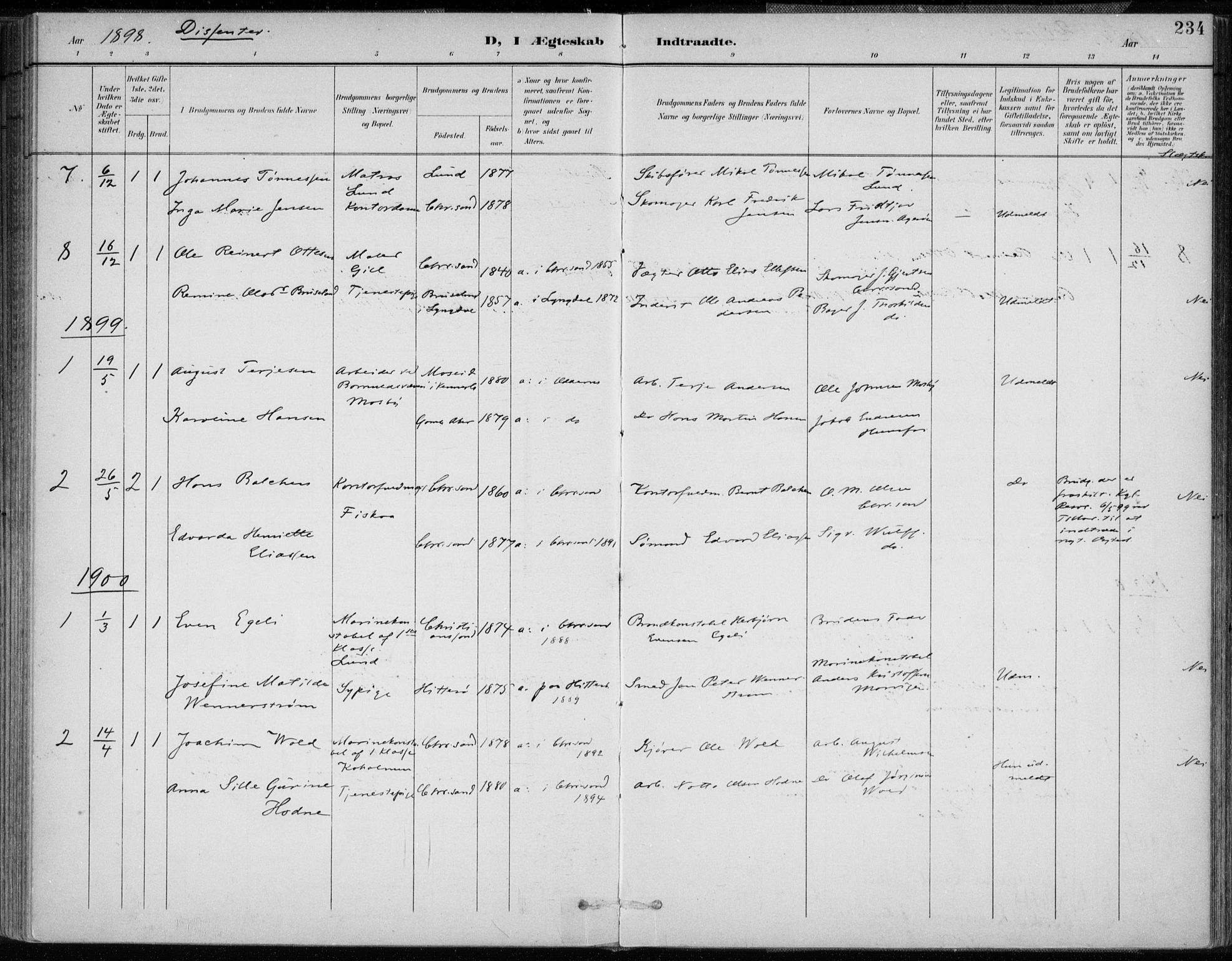 Oddernes sokneprestkontor, AV/SAK-1111-0033/F/Fa/Faa/L0010: Parish register (official) no. A 10, 1897-1911, p. 234