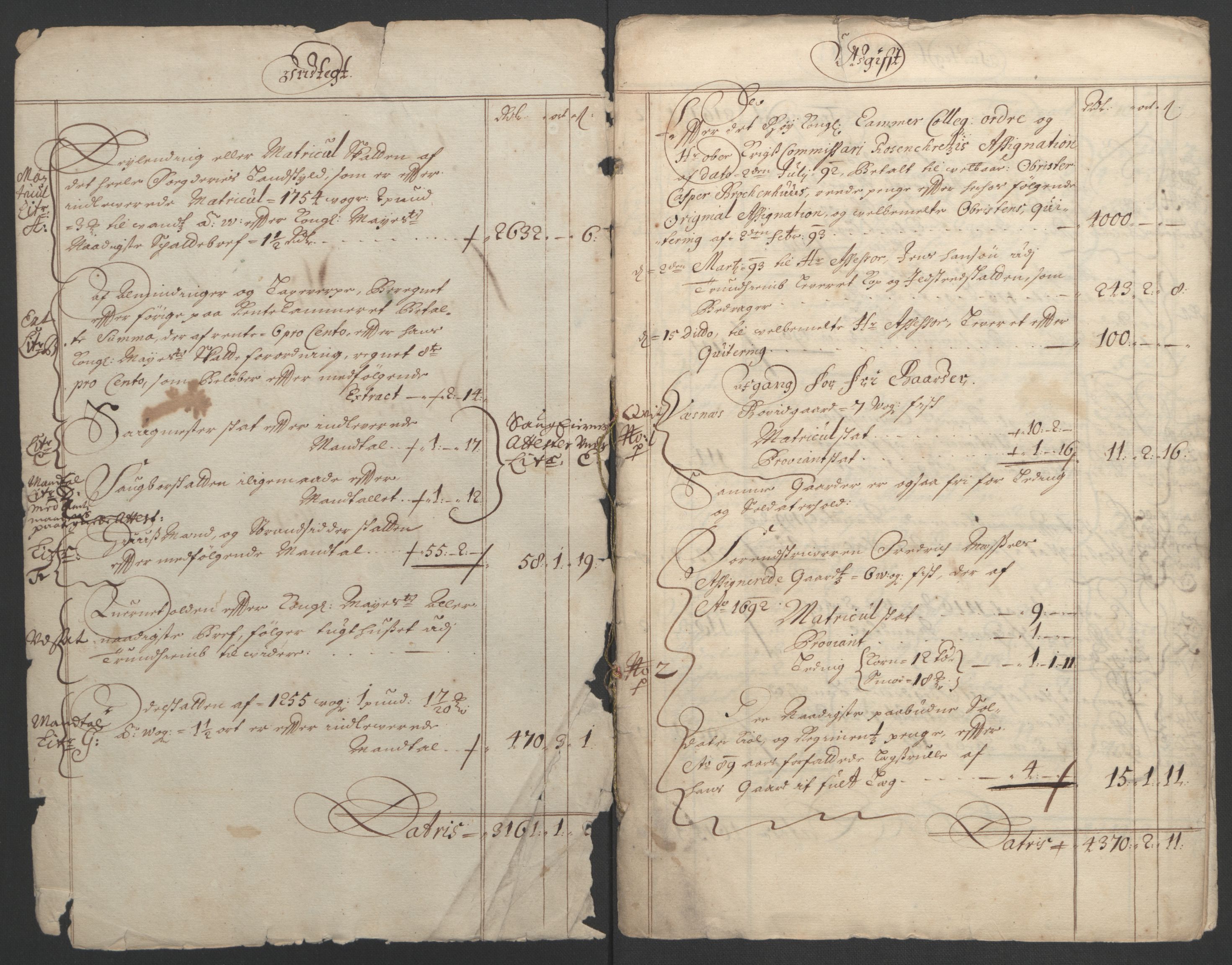 Rentekammeret inntil 1814, Reviderte regnskaper, Fogderegnskap, RA/EA-4092/R55/L3650: Fogderegnskap Romsdal, 1692, p. 4