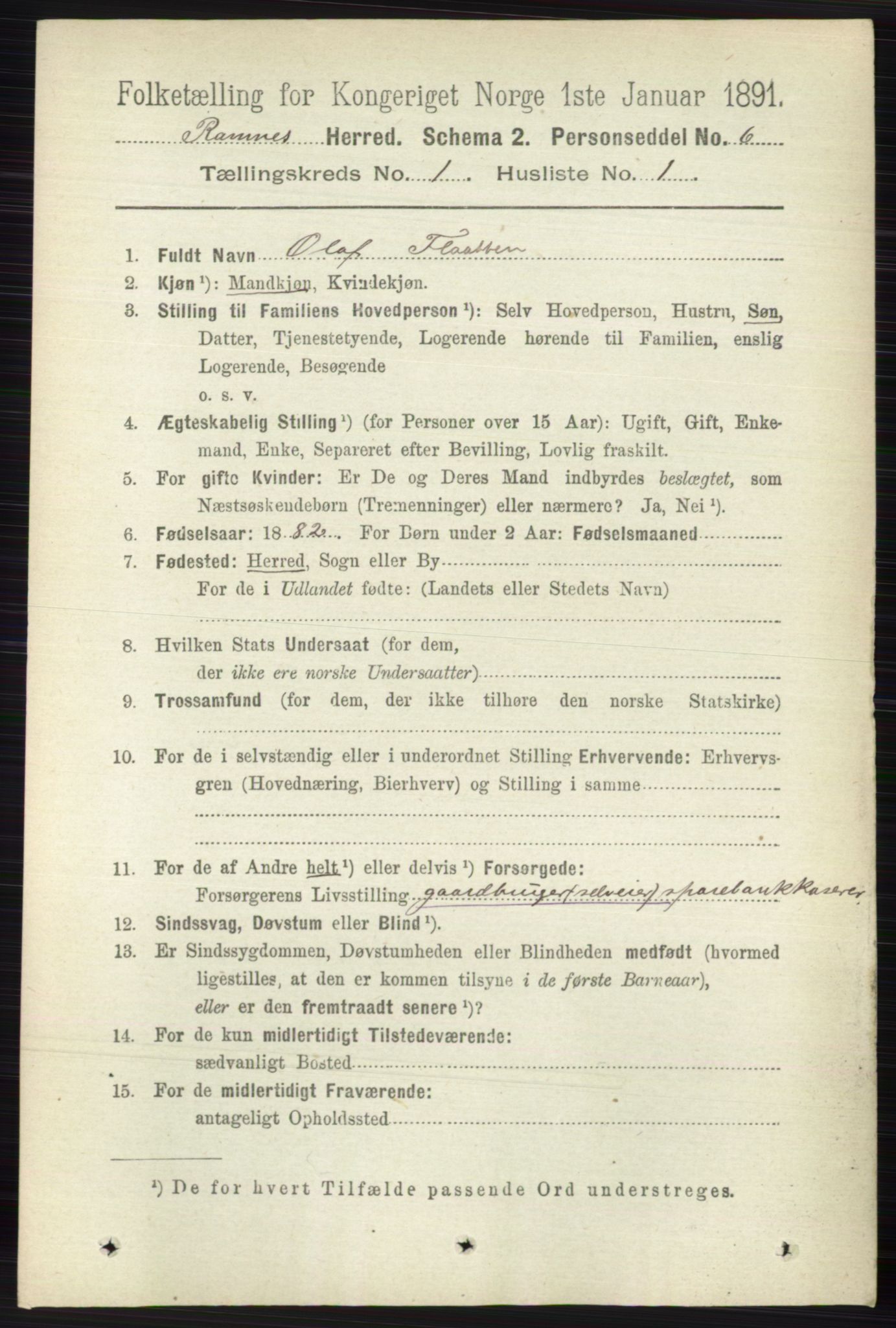 RA, 1891 census for 0718 Ramnes, 1891, p. 98