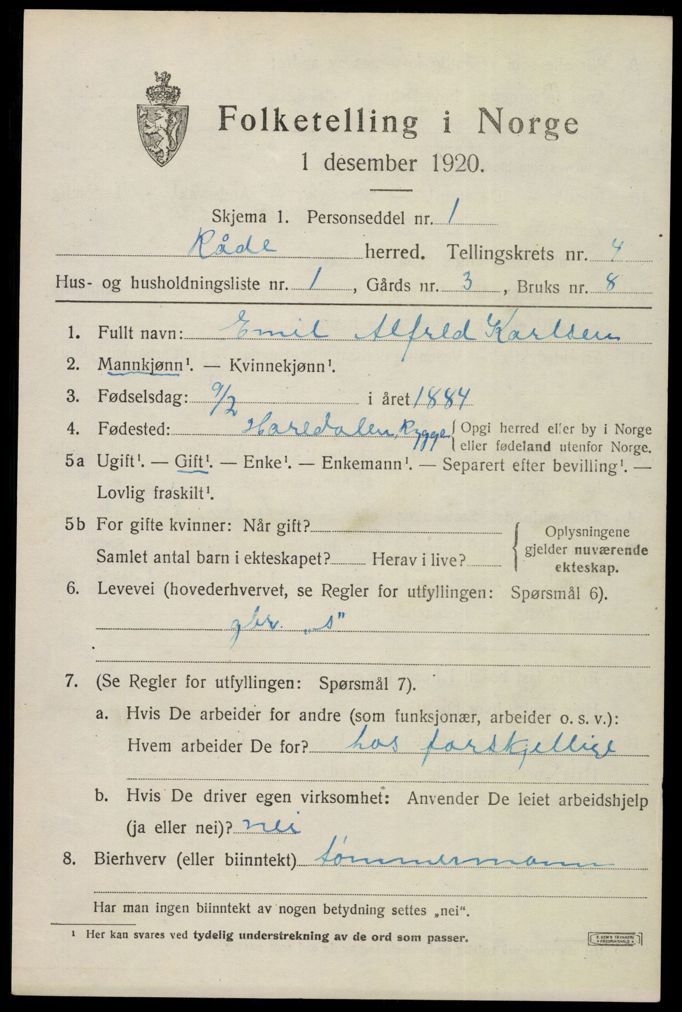 SAO, 1920 census for Råde, 1920, p. 4041