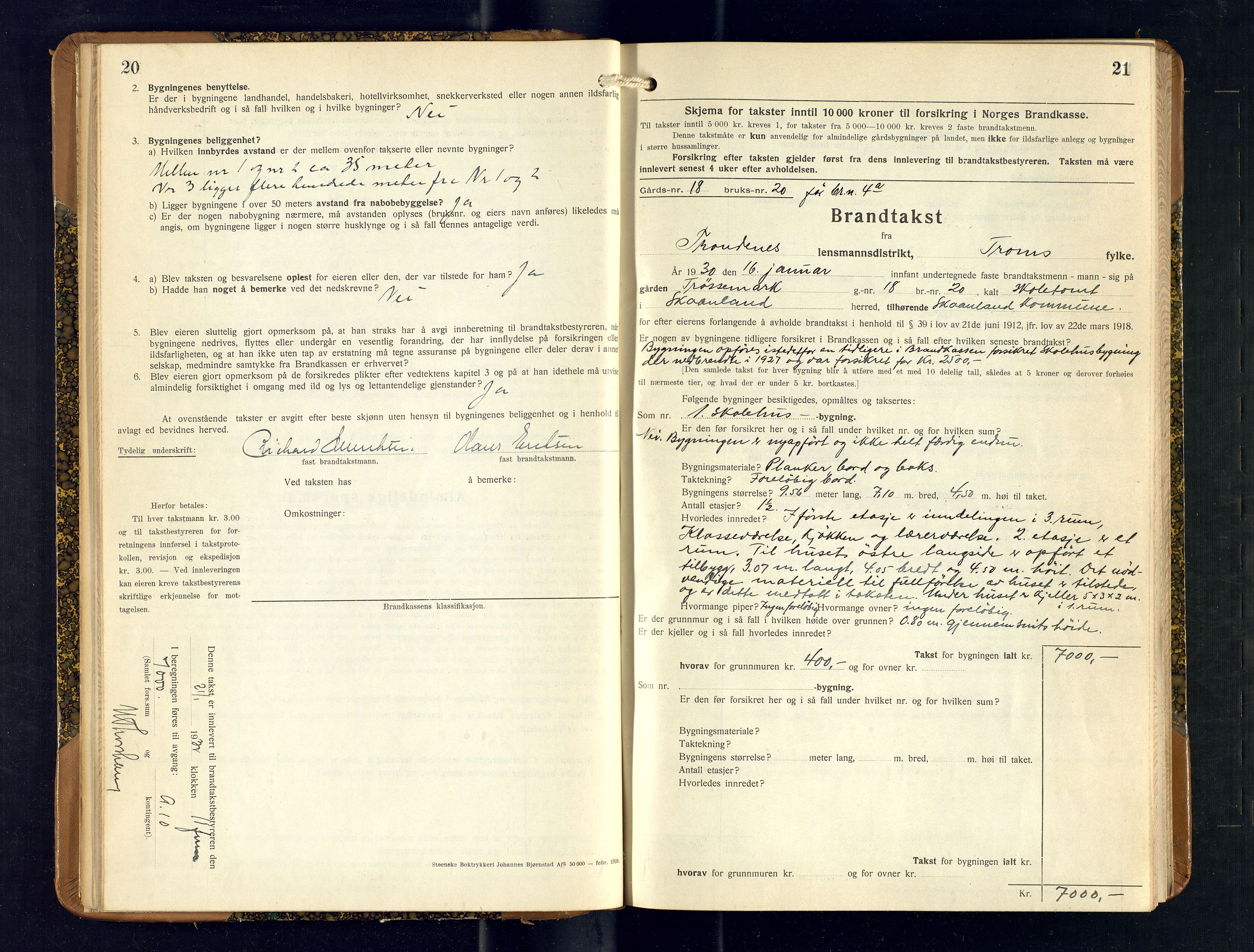 Harstad lensmannskontor, AV/SATØ-SATØ-10/F/Fr/Fra/L0615: Branntakstprotokoll (S), 1929-1932, p. 20-21