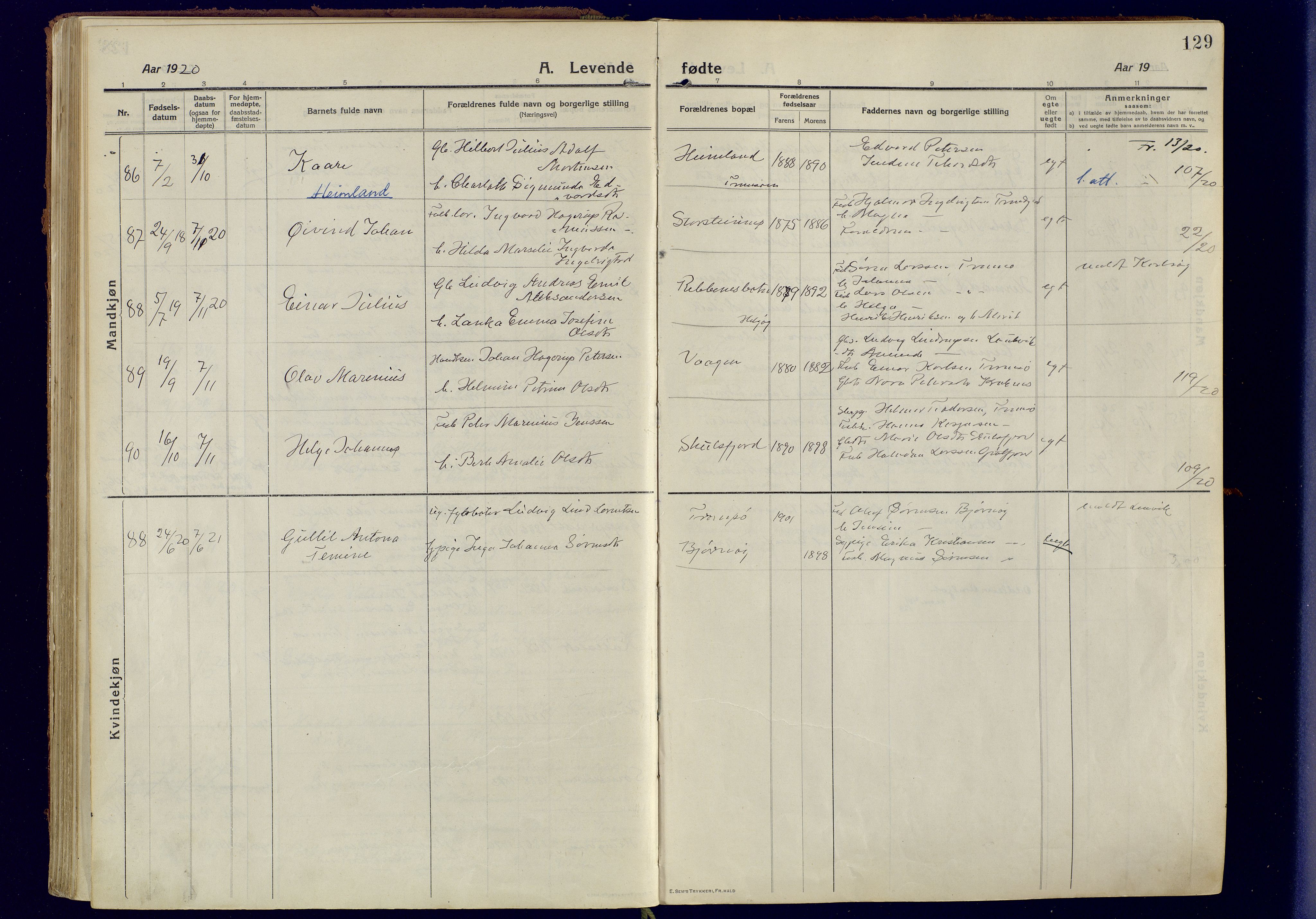 Tromsøysund sokneprestkontor, SATØ/S-1304/G/Ga/L0008kirke: Parish register (official) no. 8, 1914-1922, p. 129