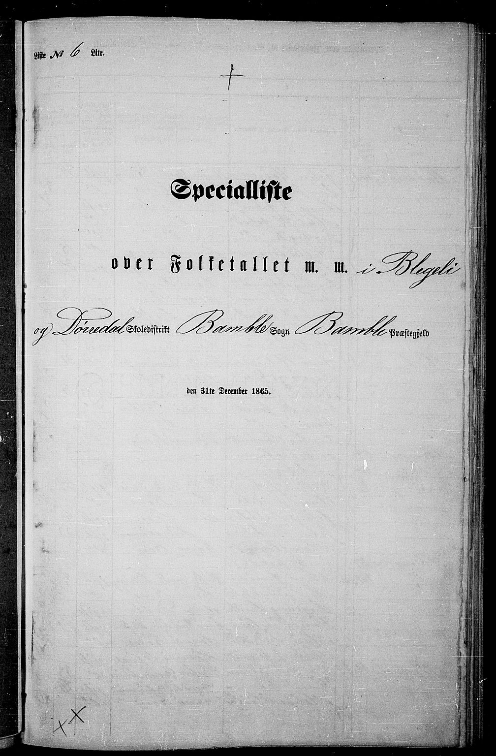 RA, 1865 census for Bamble, 1865, p. 94