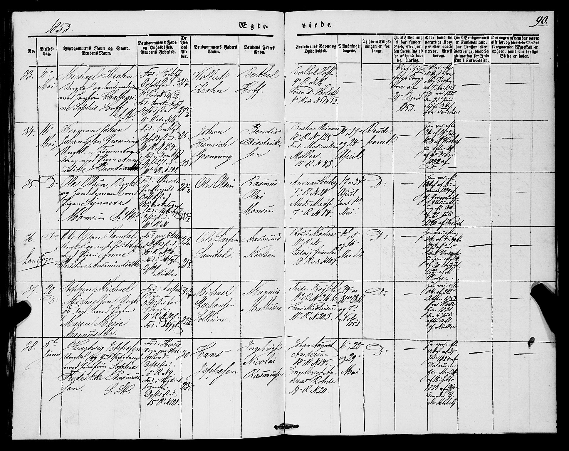 Domkirken sokneprestembete, AV/SAB-A-74801/H/Haa/L0033: Parish register (official) no. D 1, 1841-1853, p. 90