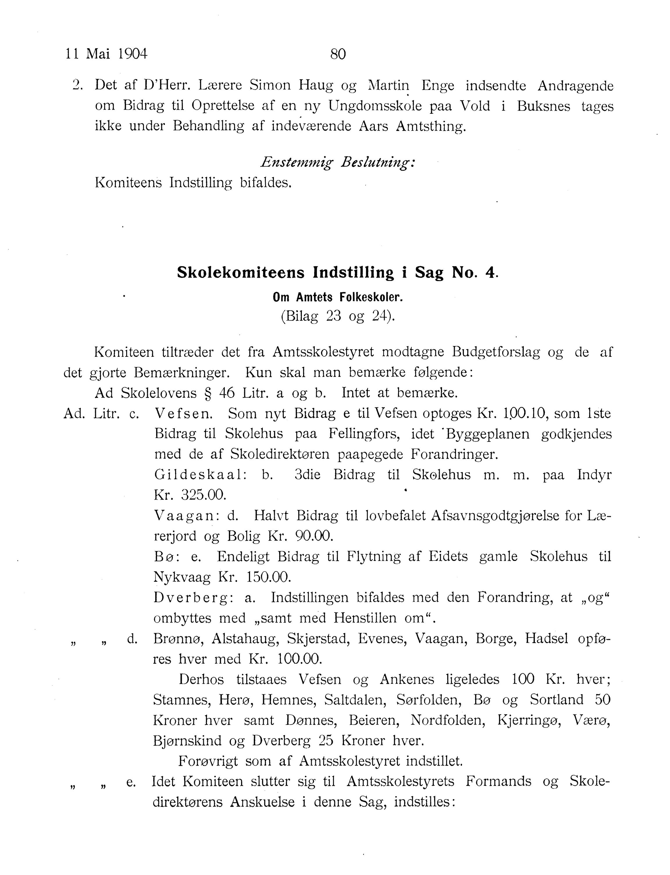 Nordland Fylkeskommune. Fylkestinget, AIN/NFK-17/176/A/Ac/L0027: Fylkestingsforhandlinger 1904, 1904