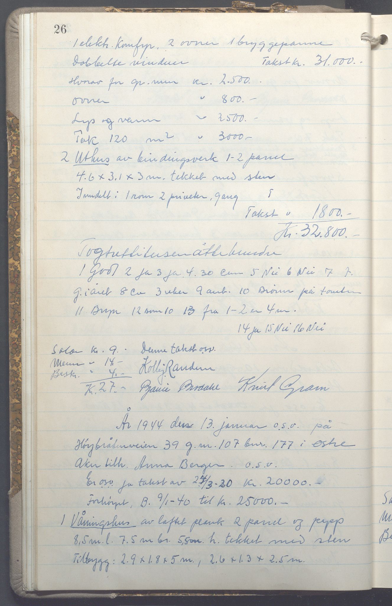 Lensmennene i Aker, OBA/A-10133/F/Fc/L0035: Branntakstprotokoll, 1943-1946, p. 26
