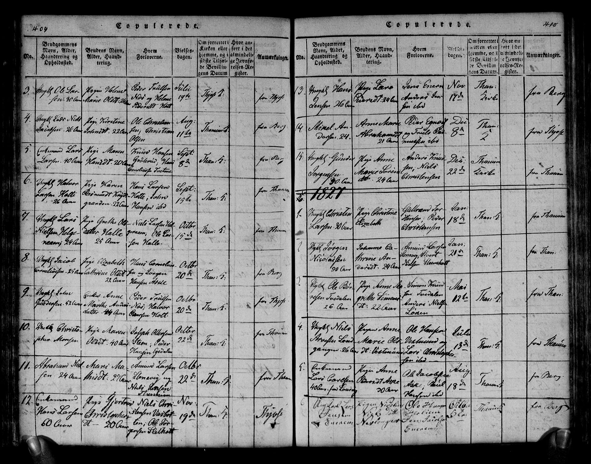 Brunlanes kirkebøker, SAKO/A-342/G/Ga/L0001: Parish register (copy) no. I 1, 1814-1834, p. 409-410