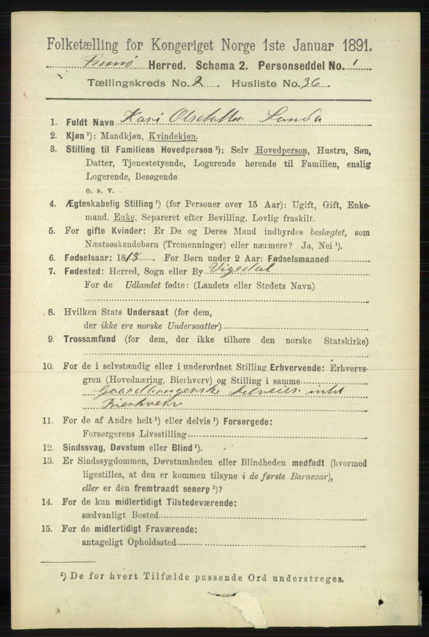 RA, 1891 census for 1141 Finnøy, 1891, p. 408