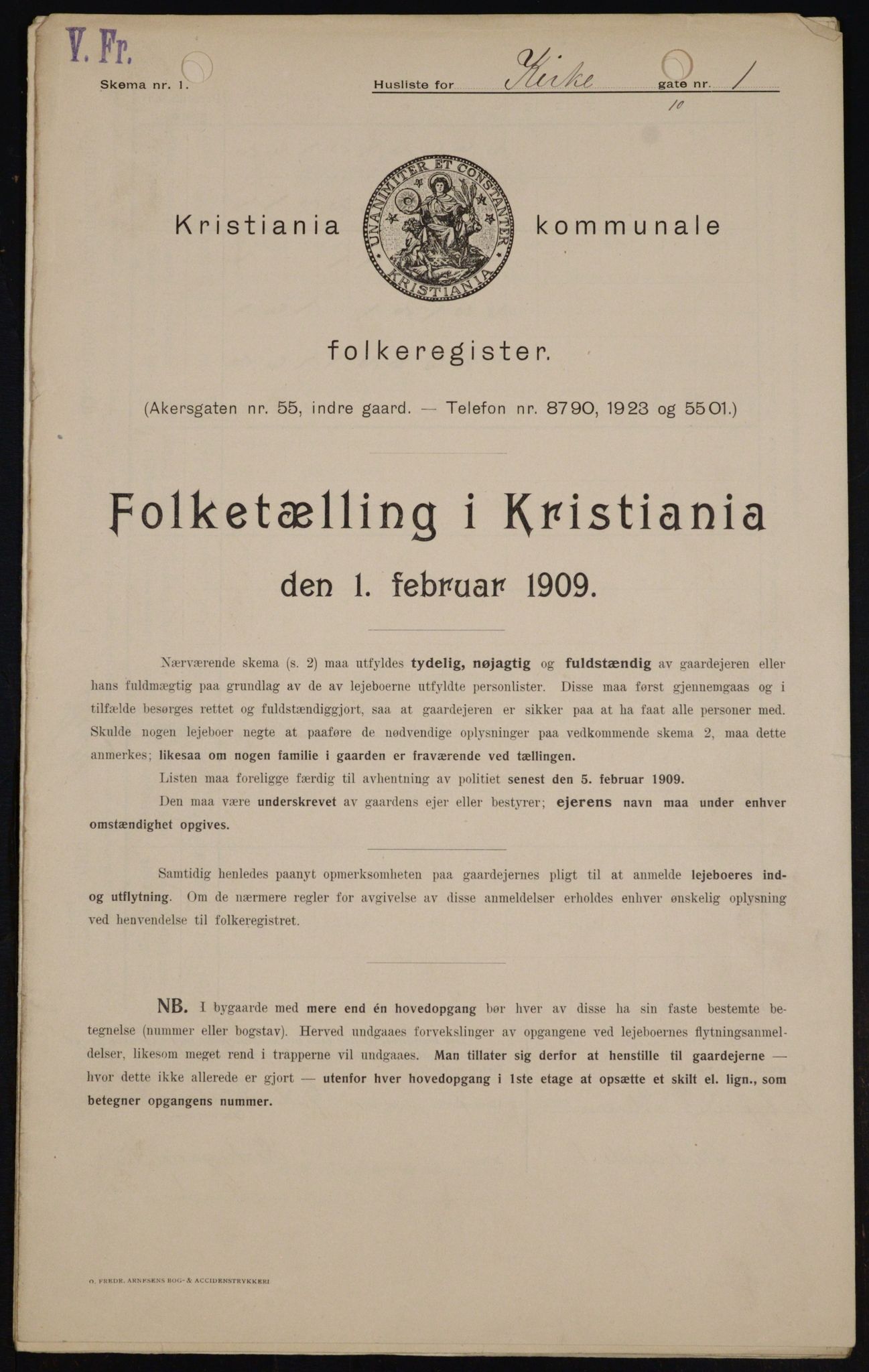 OBA, Municipal Census 1909 for Kristiania, 1909, p. 45311