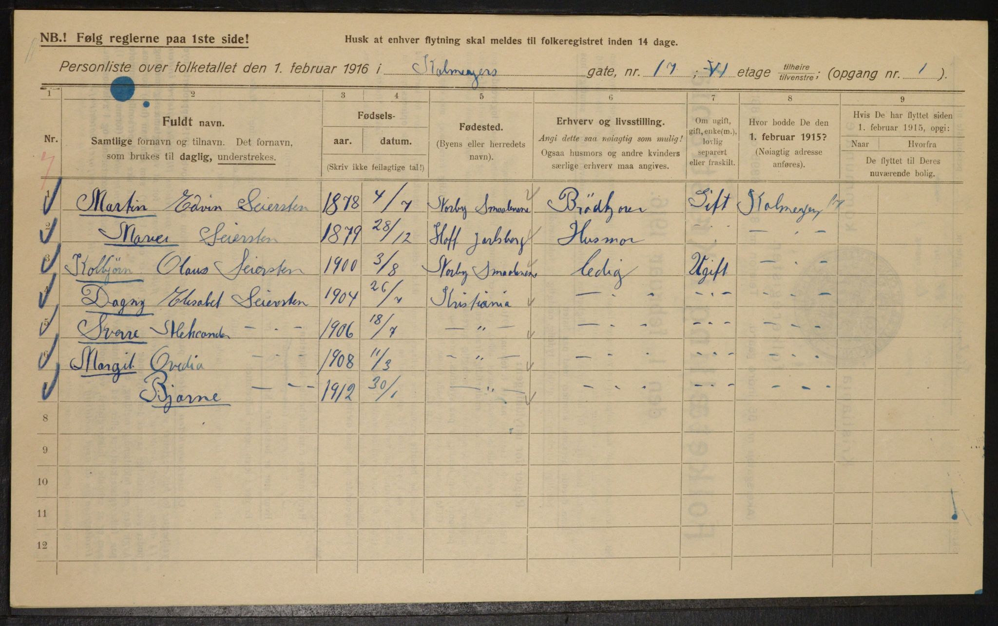 OBA, Municipal Census 1916 for Kristiania, 1916, p. 11610