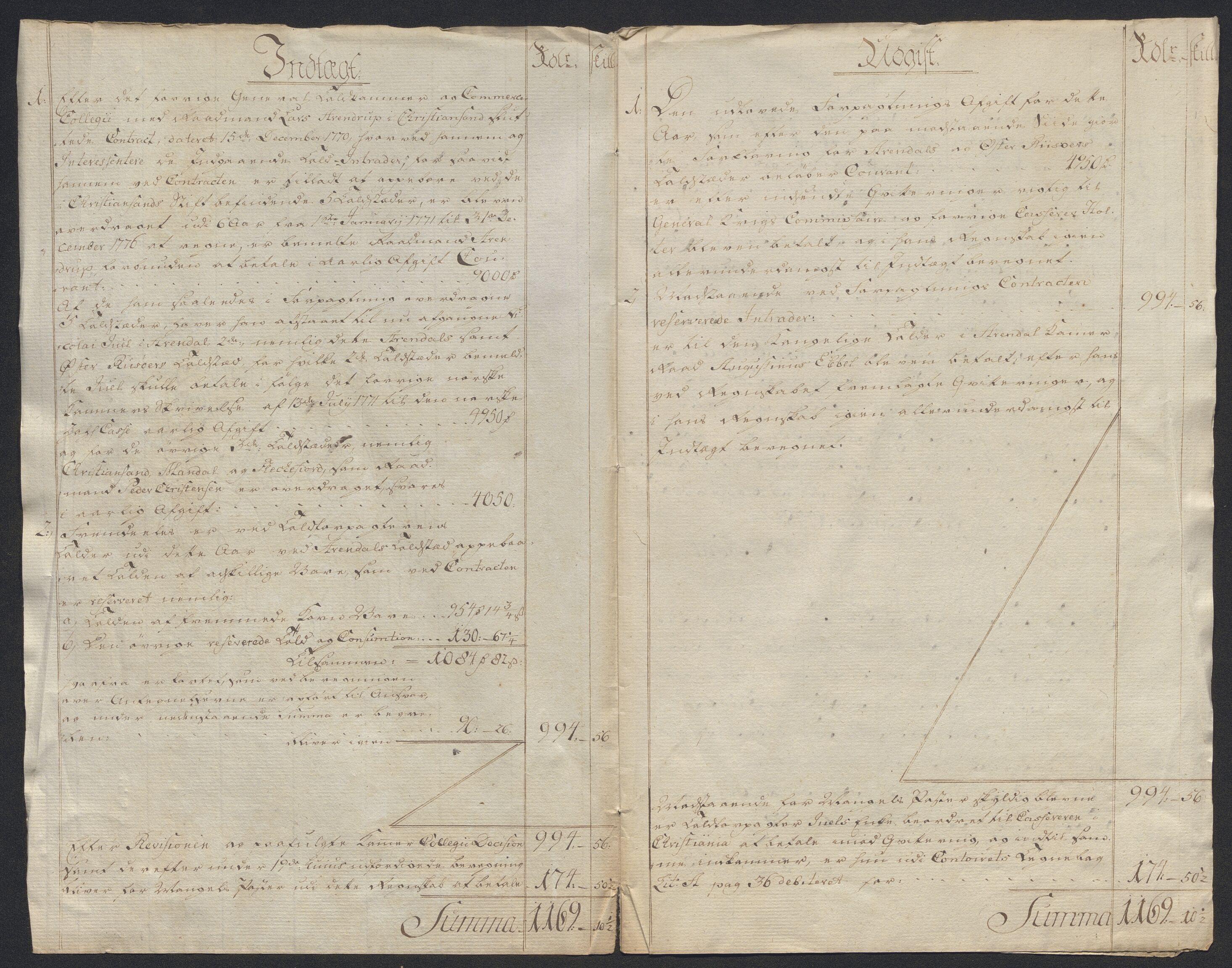 Generaltollkammeret, tollregnskaper, AV/RA-EA-5490/R15/L0070/0006: Tollregnskaper Arendal / Kvittanse, 1771, p. 2