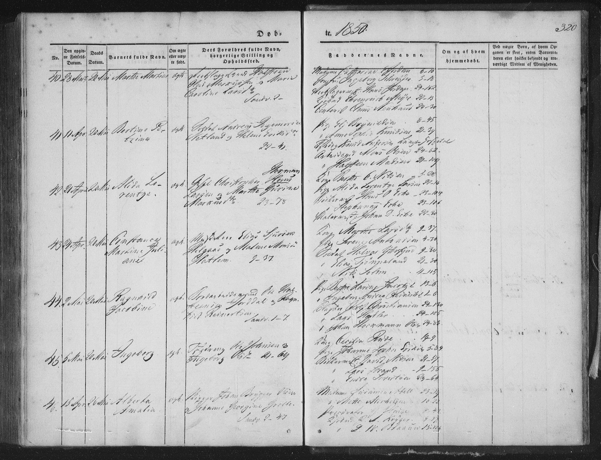 Korskirken sokneprestembete, AV/SAB-A-76101/H/Haa/L0016: Parish register (official) no. B 2, 1841-1851, p. 320