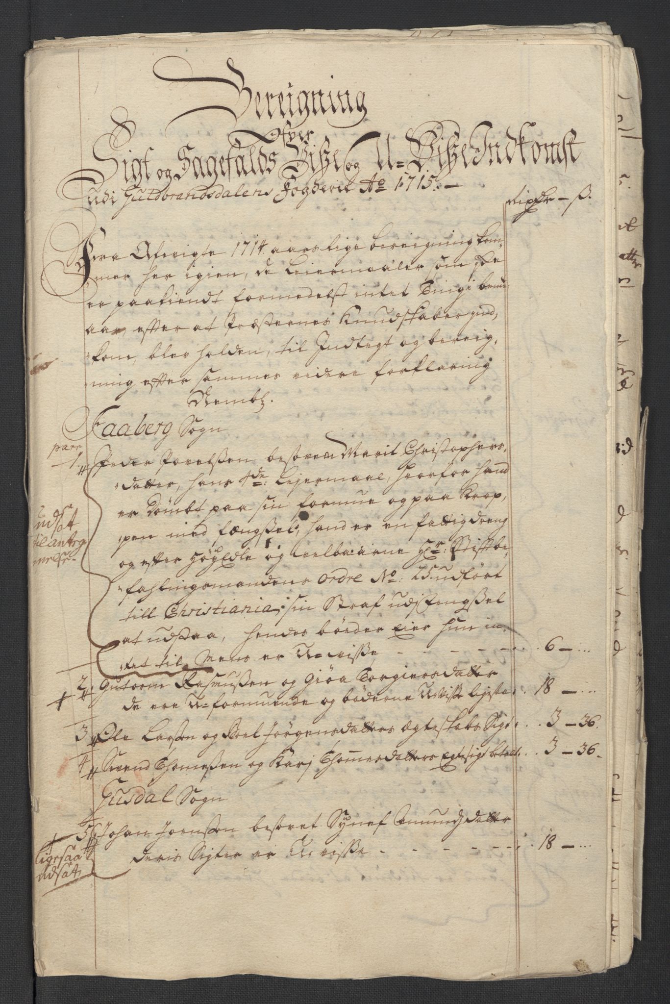 Rentekammeret inntil 1814, Reviderte regnskaper, Fogderegnskap, RA/EA-4092/R17/L1184: Fogderegnskap Gudbrandsdal, 1715, p. 135
