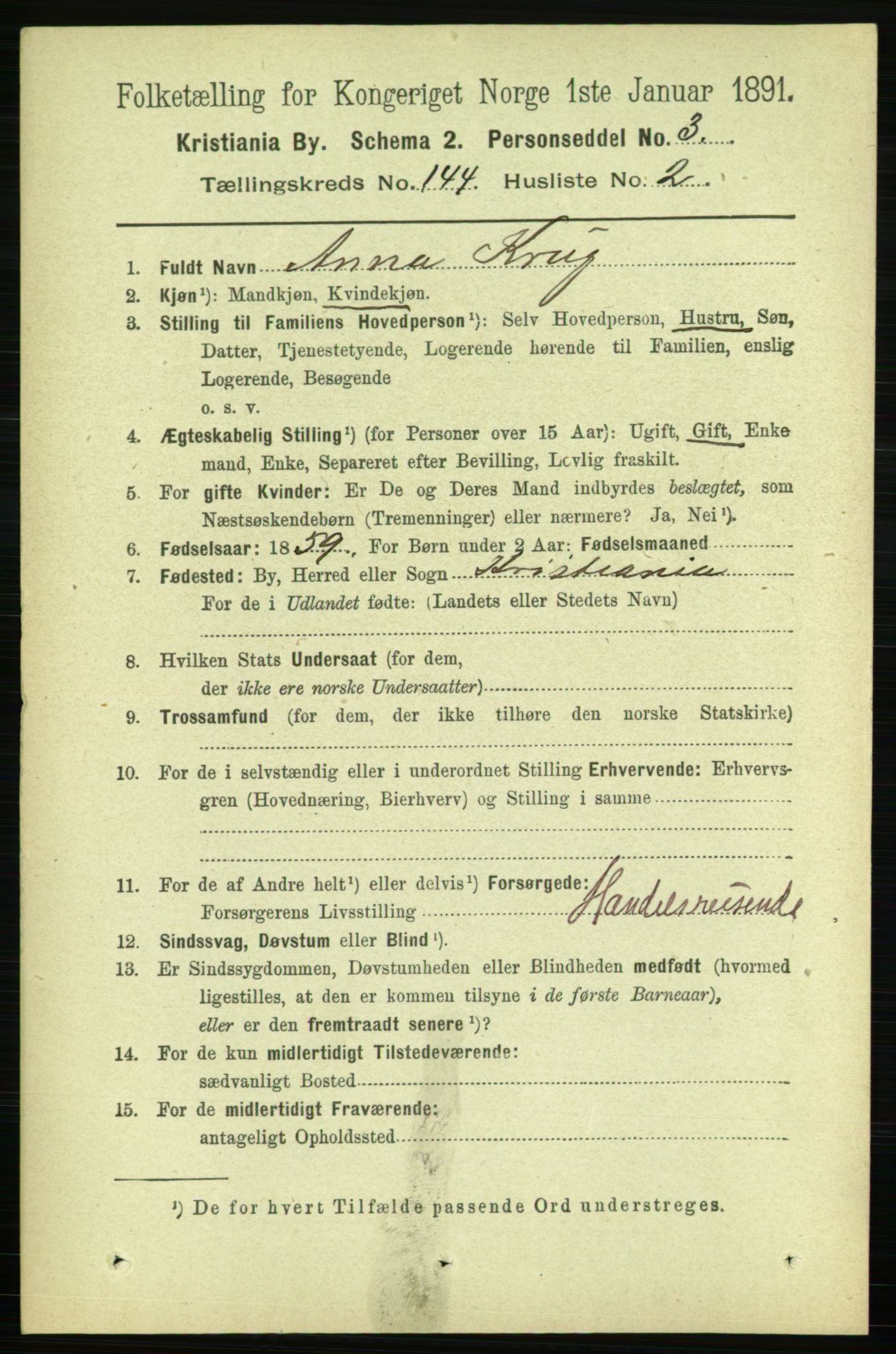 RA, 1891 census for 0301 Kristiania, 1891, p. 79037