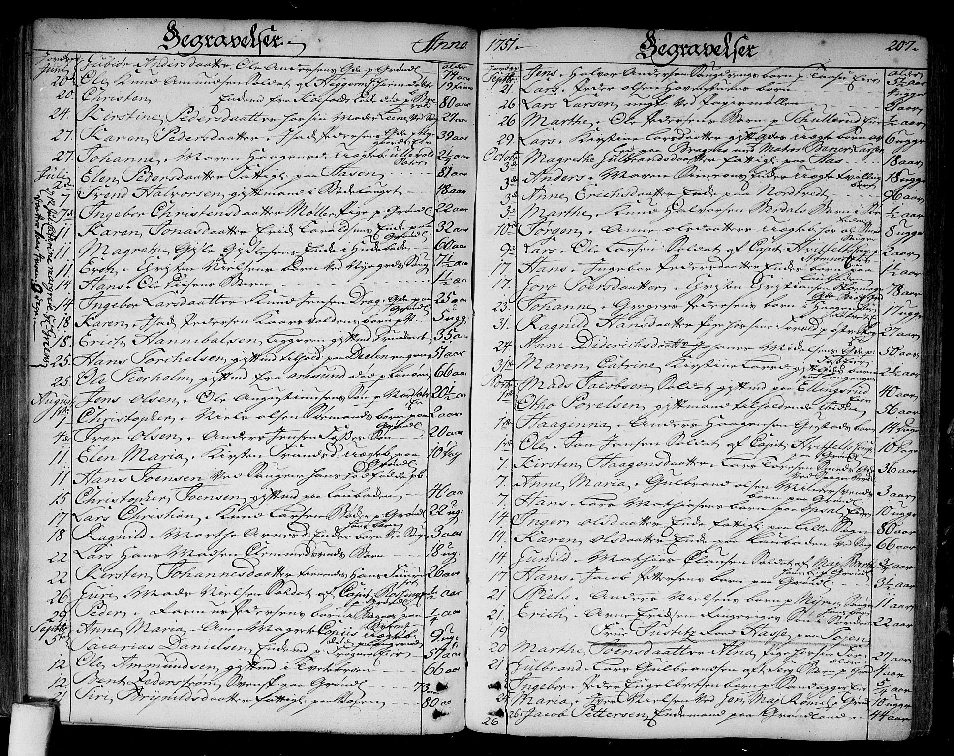 Aker prestekontor kirkebøker, AV/SAO-A-10861/F/L0008: Parish register (official) no. 8, 1749-1765, p. 207