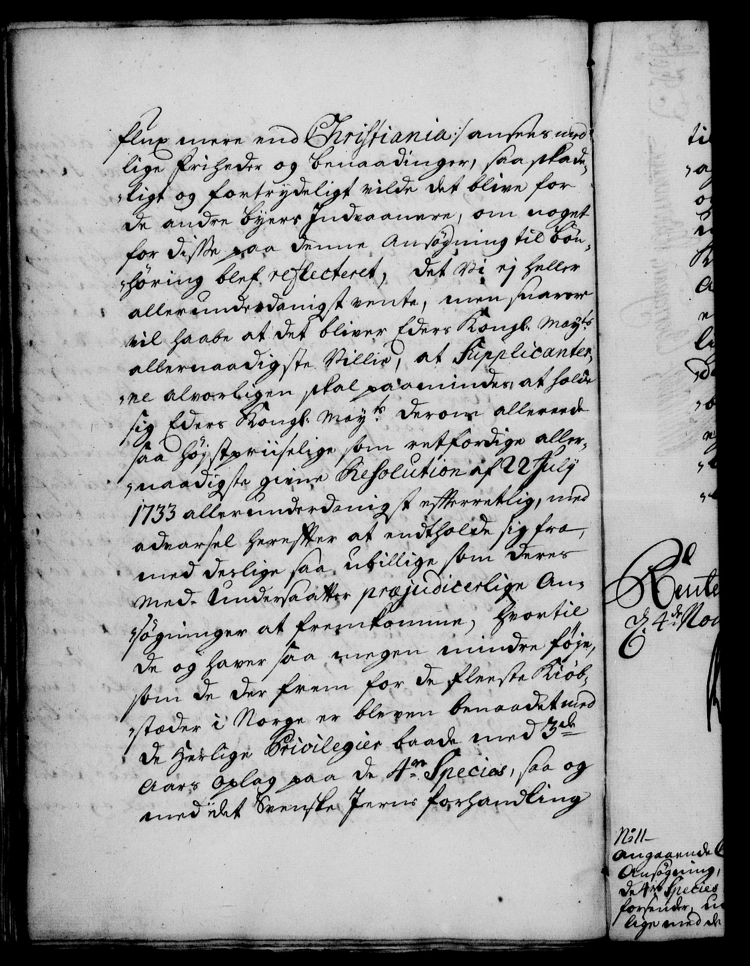 Rentekammeret, Kammerkanselliet, AV/RA-EA-3111/G/Gf/Gfa/L0017: Norsk relasjons- og resolusjonsprotokoll (merket RK 52.17), 1734, p. 153