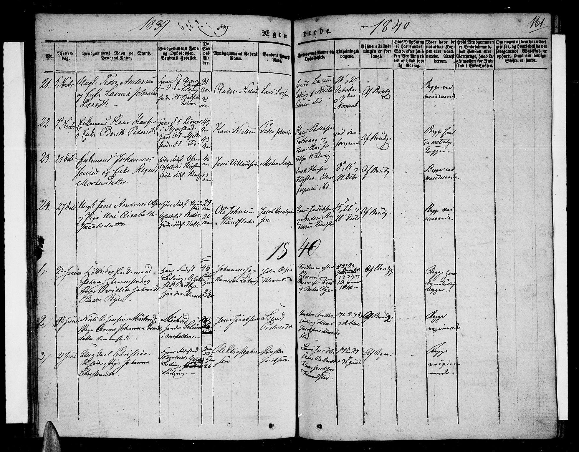 Ministerialprotokoller, klokkerbøker og fødselsregistre - Nordland, SAT/A-1459/801/L0006: Parish register (official) no. 801A06, 1834-1845, p. 161
