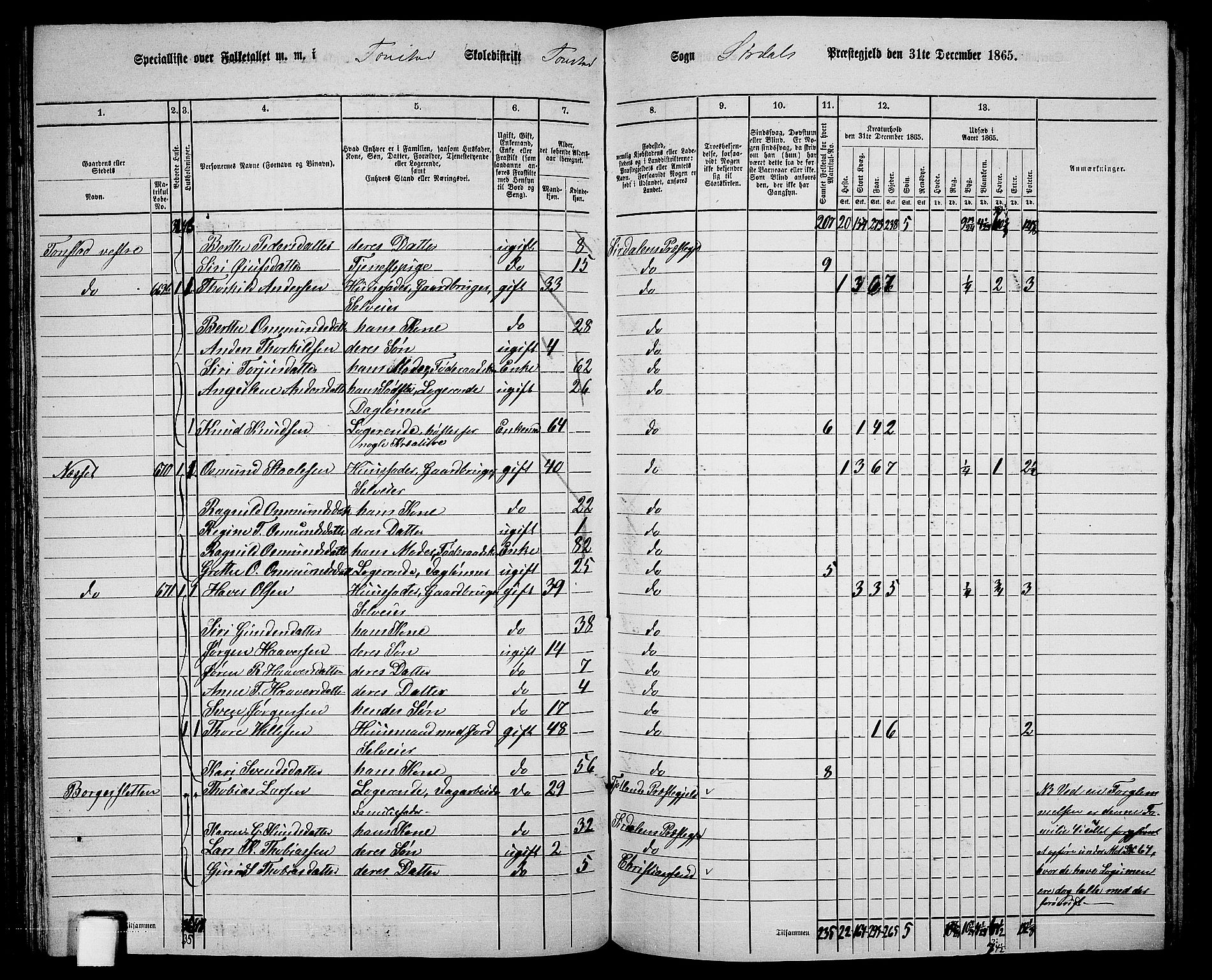 RA, 1865 census for Sirdal, 1865, p. 32