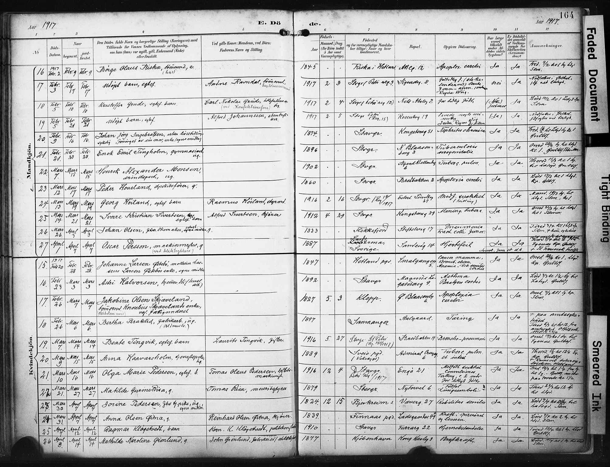 St. Petri sokneprestkontor, AV/SAST-A-101813/001/30/30BA/L0022: Parish register (official) no. A 22, 1895-1919, p. 164