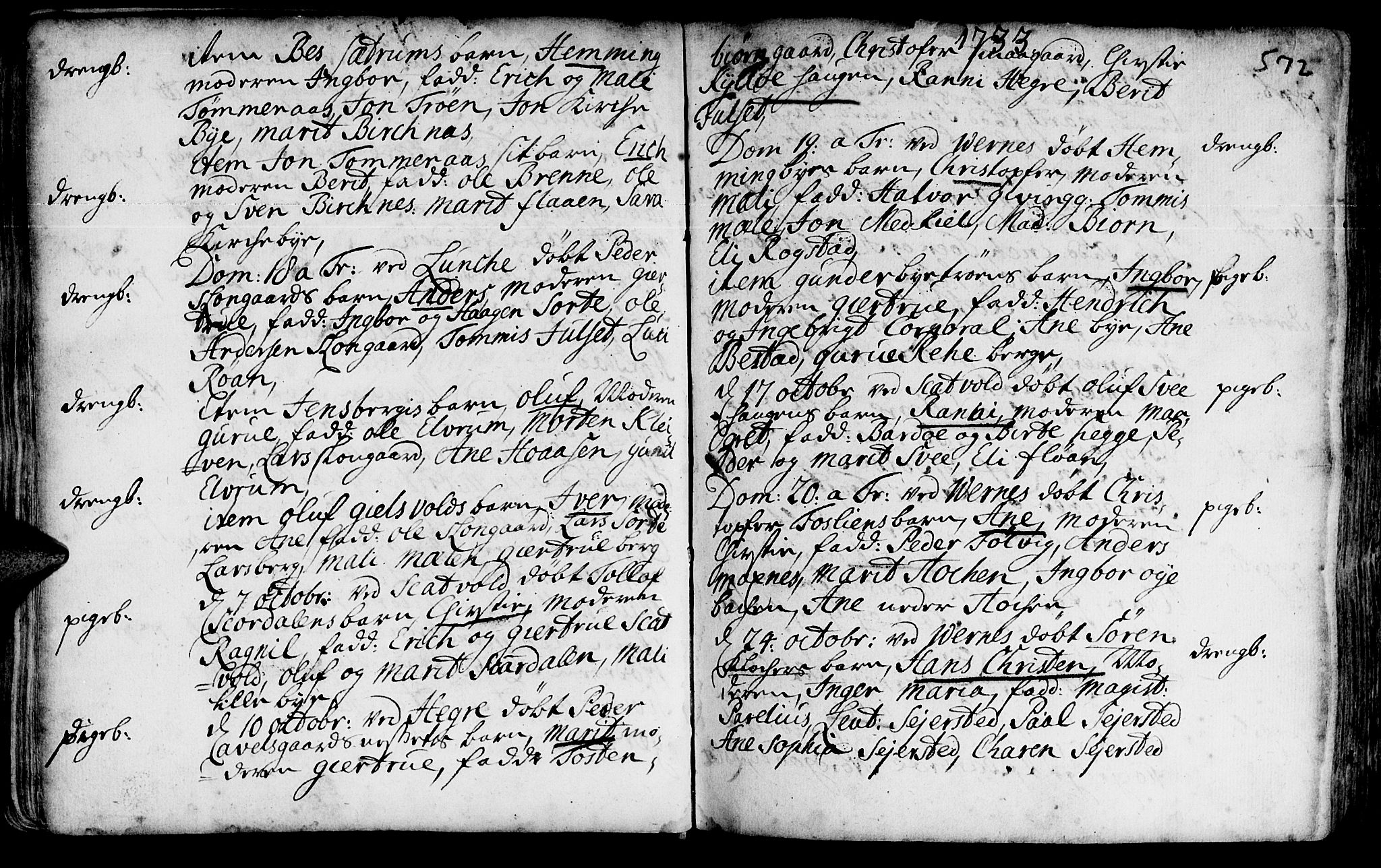 Ministerialprotokoller, klokkerbøker og fødselsregistre - Nord-Trøndelag, SAT/A-1458/709/L0055: Parish register (official) no. 709A03, 1730-1739, p. 571-572