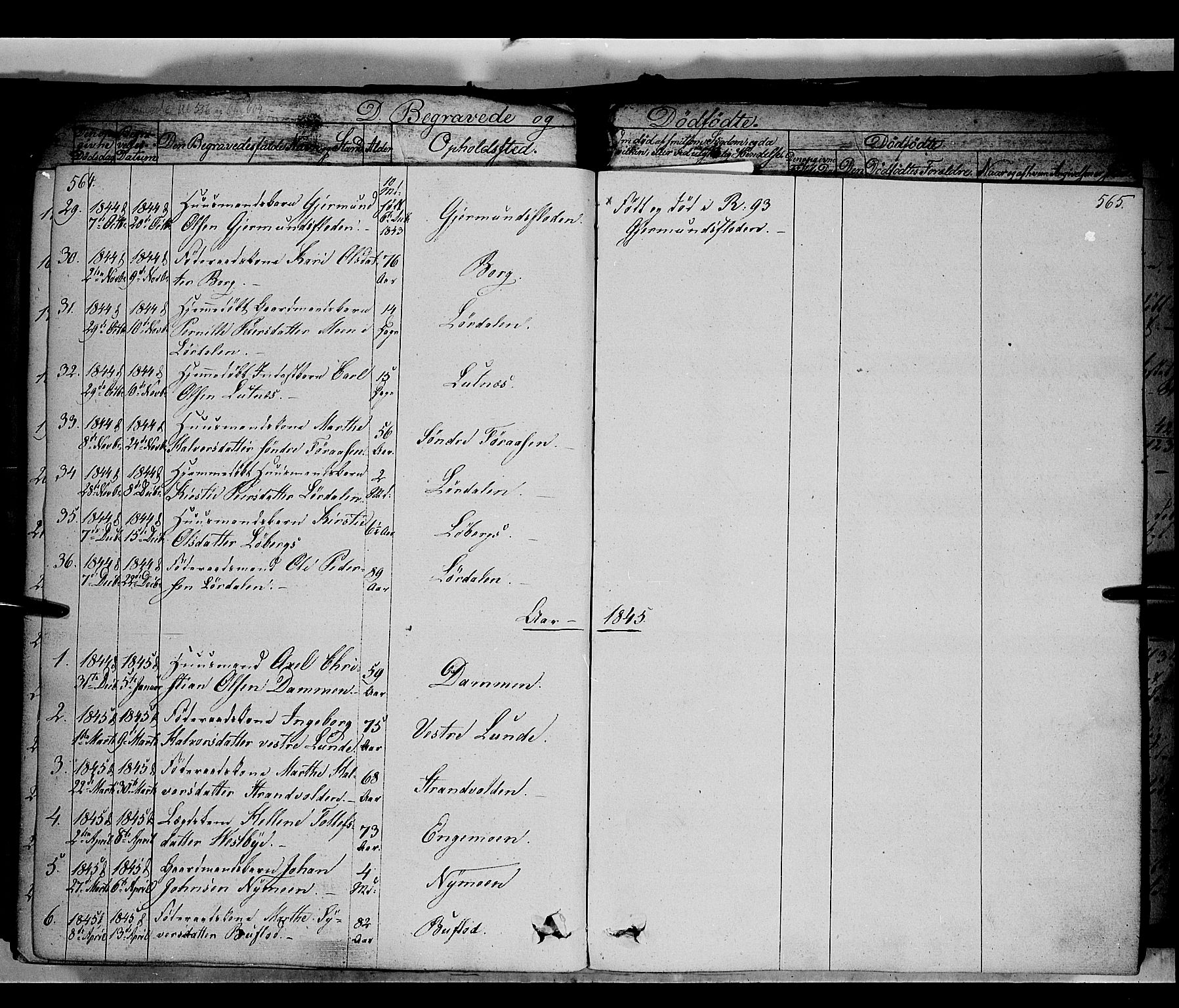 Trysil prestekontor, AV/SAH-PREST-046/H/Ha/Haa/L0004: Parish register (official) no. 4 /1, 1842-1850, p. 564-565