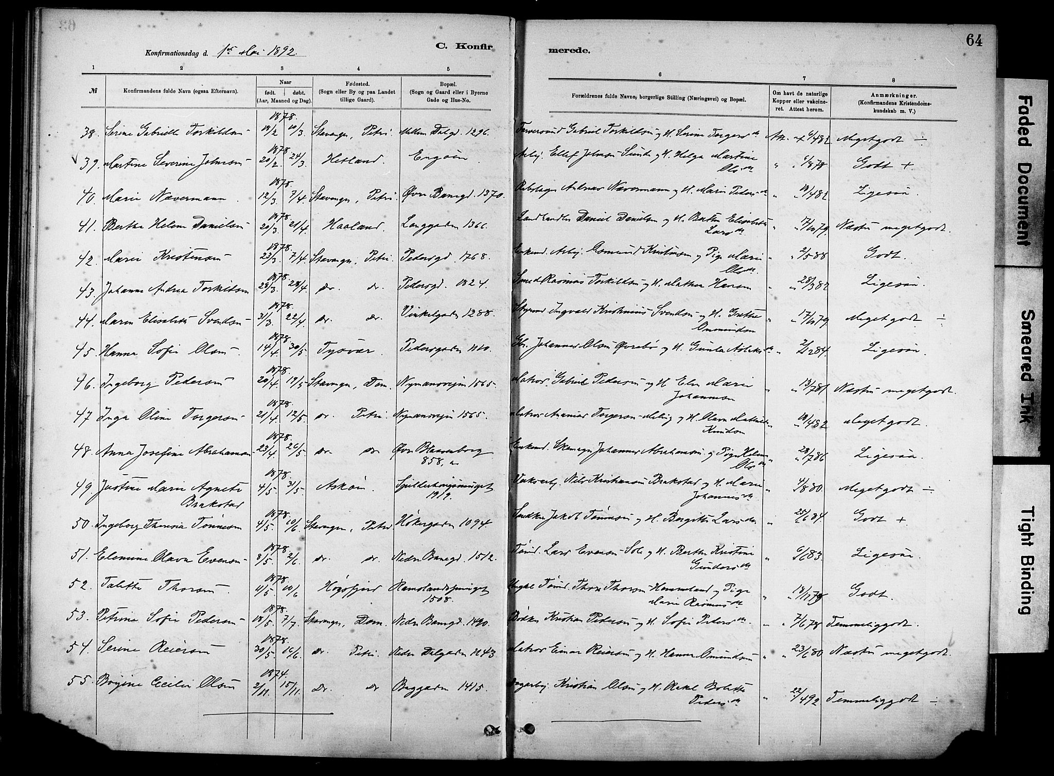 St. Johannes sokneprestkontor, SAST/A-101814/001/30/30BA/L0002: Parish register (official) no. A 2, 1885-1899, p. 64