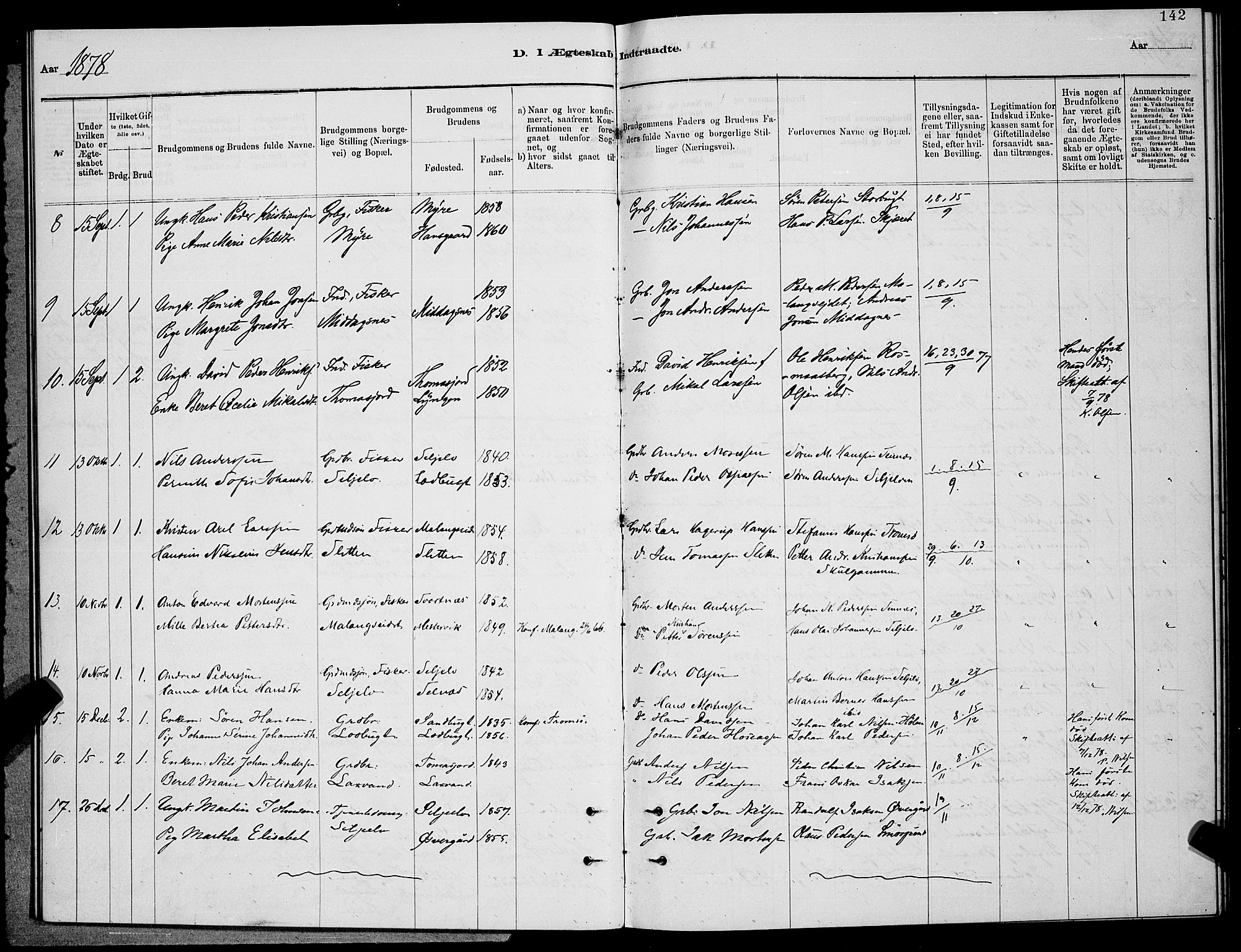 Balsfjord sokneprestembete, AV/SATØ-S-1303/G/Ga/L0007klokker: Parish register (copy) no. 7, 1878-1889, p. 142