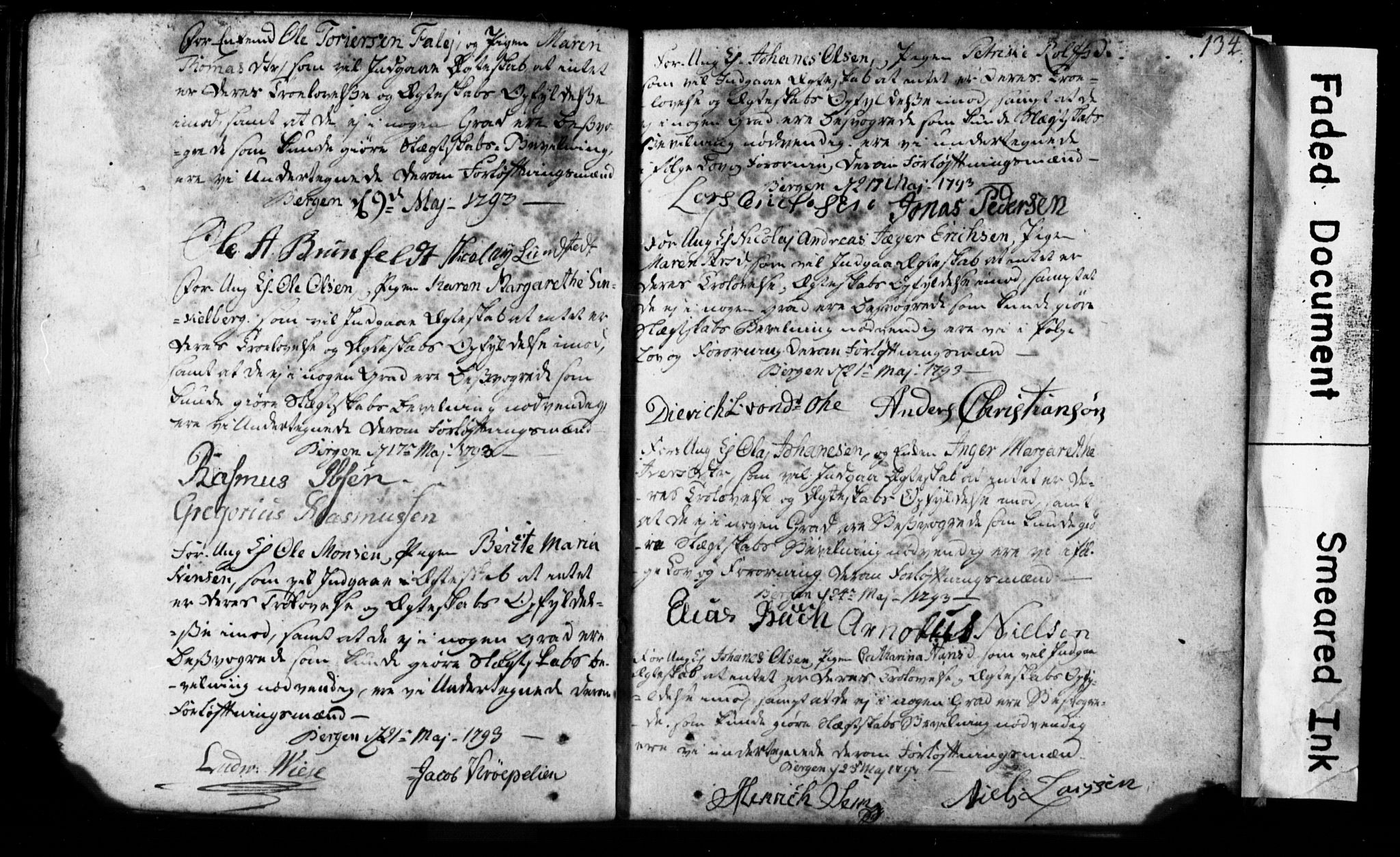 Korskirken sokneprestembete, AV/SAB-A-76101: Best man's statements no. II.5.1, 1776-1816, p. 134