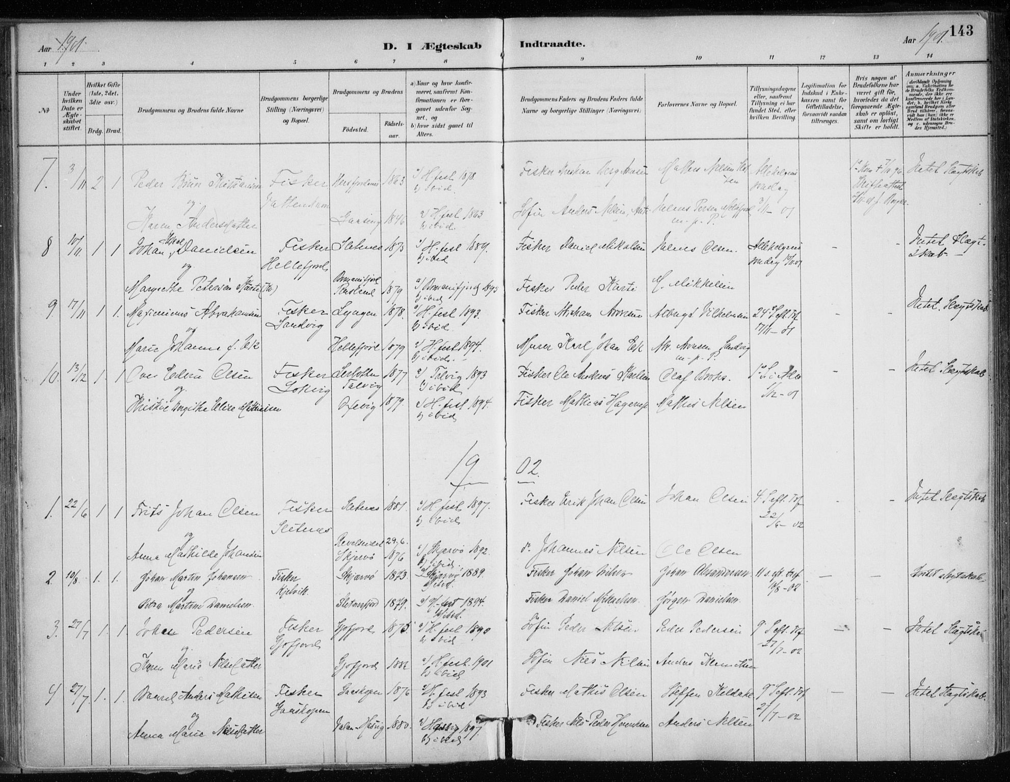 Hammerfest sokneprestkontor, SATØ/S-1347/H/Ha/L0013.kirke: Parish register (official) no. 13, 1898-1917, p. 143