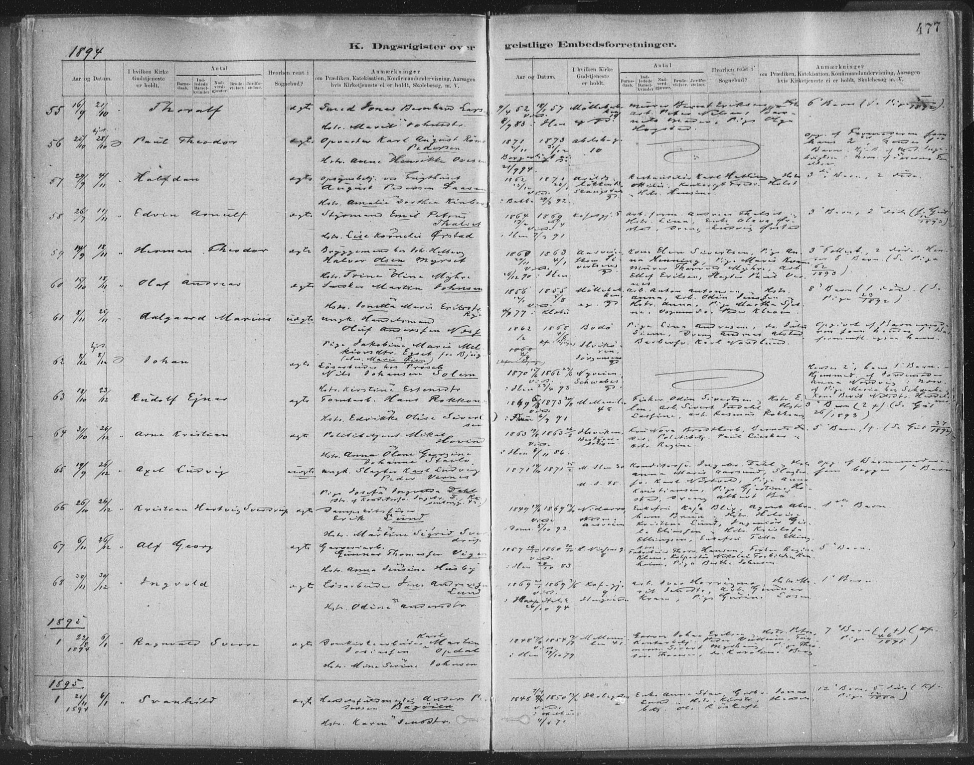 Ministerialprotokoller, klokkerbøker og fødselsregistre - Sør-Trøndelag, SAT/A-1456/603/L0163: Parish register (official) no. 603A02, 1879-1895, p. 477