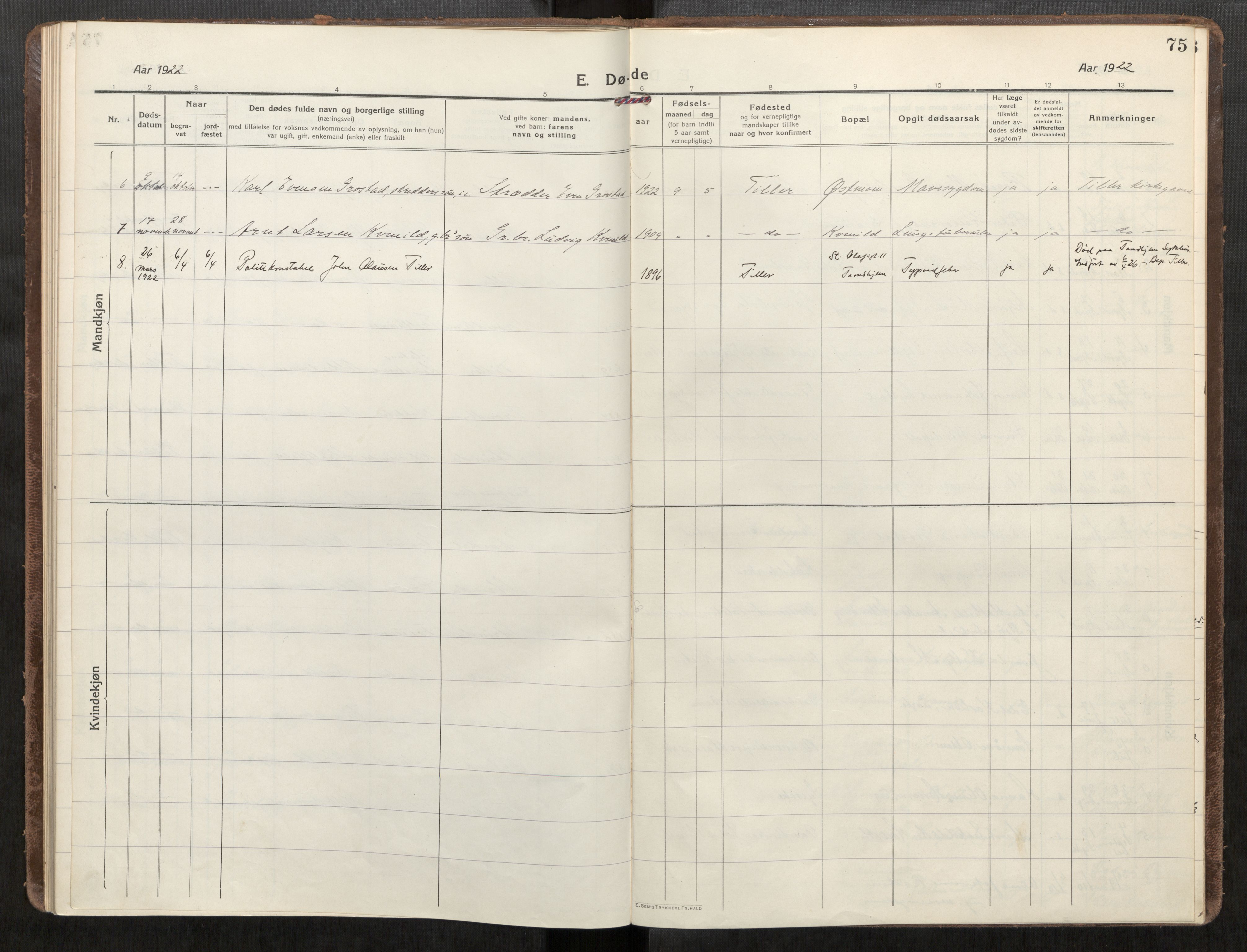 Klæbu sokneprestkontor, AV/SAT-A-1112: Parish register (official) no. 3, 1917-1924, p. 75