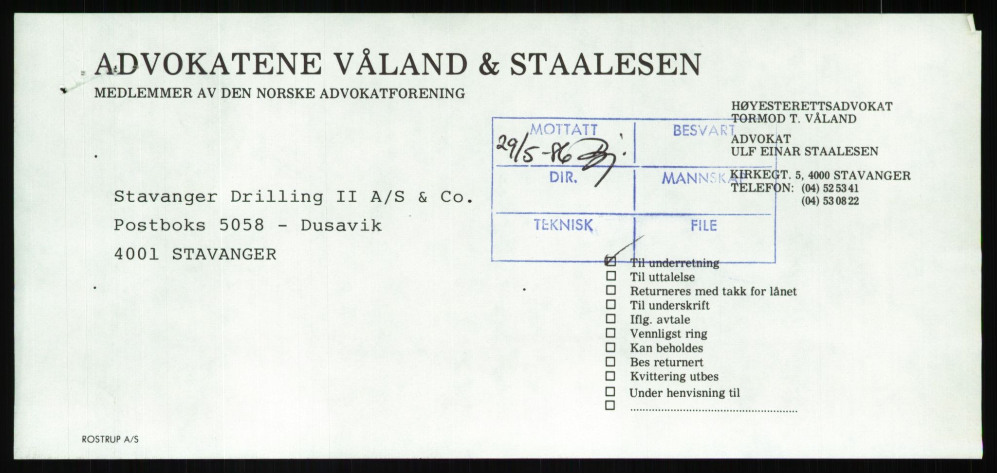 Pa 1503 - Stavanger Drilling AS, SAST/A-101906/Da/L0001: Alexander L. Kielland - Begrensningssak Stavanger byrett, 1986, p. 586