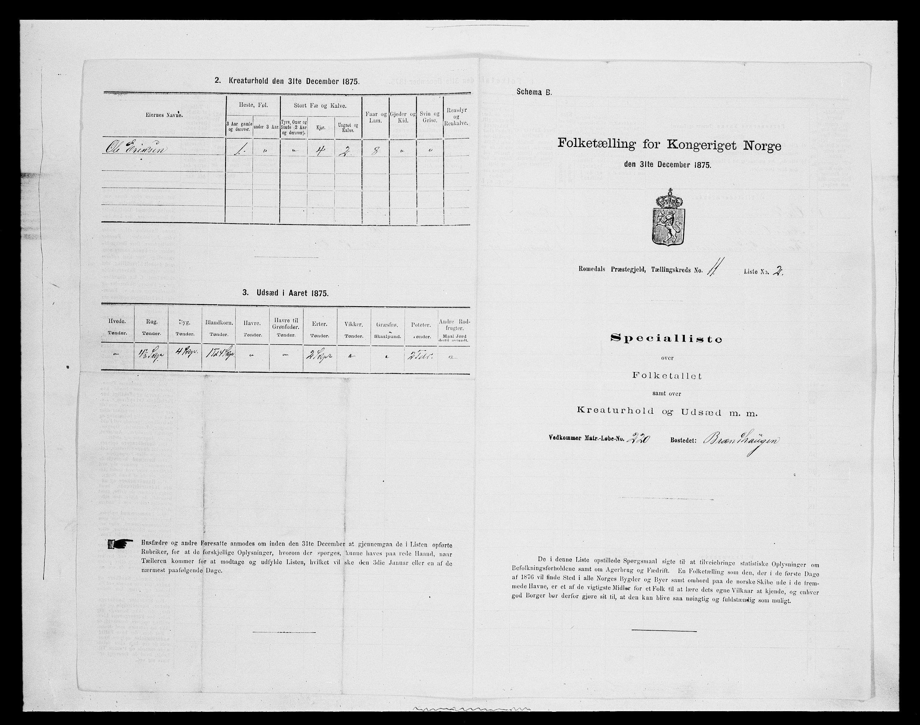 SAH, 1875 census for 0416P Romedal, 1875, p. 1722