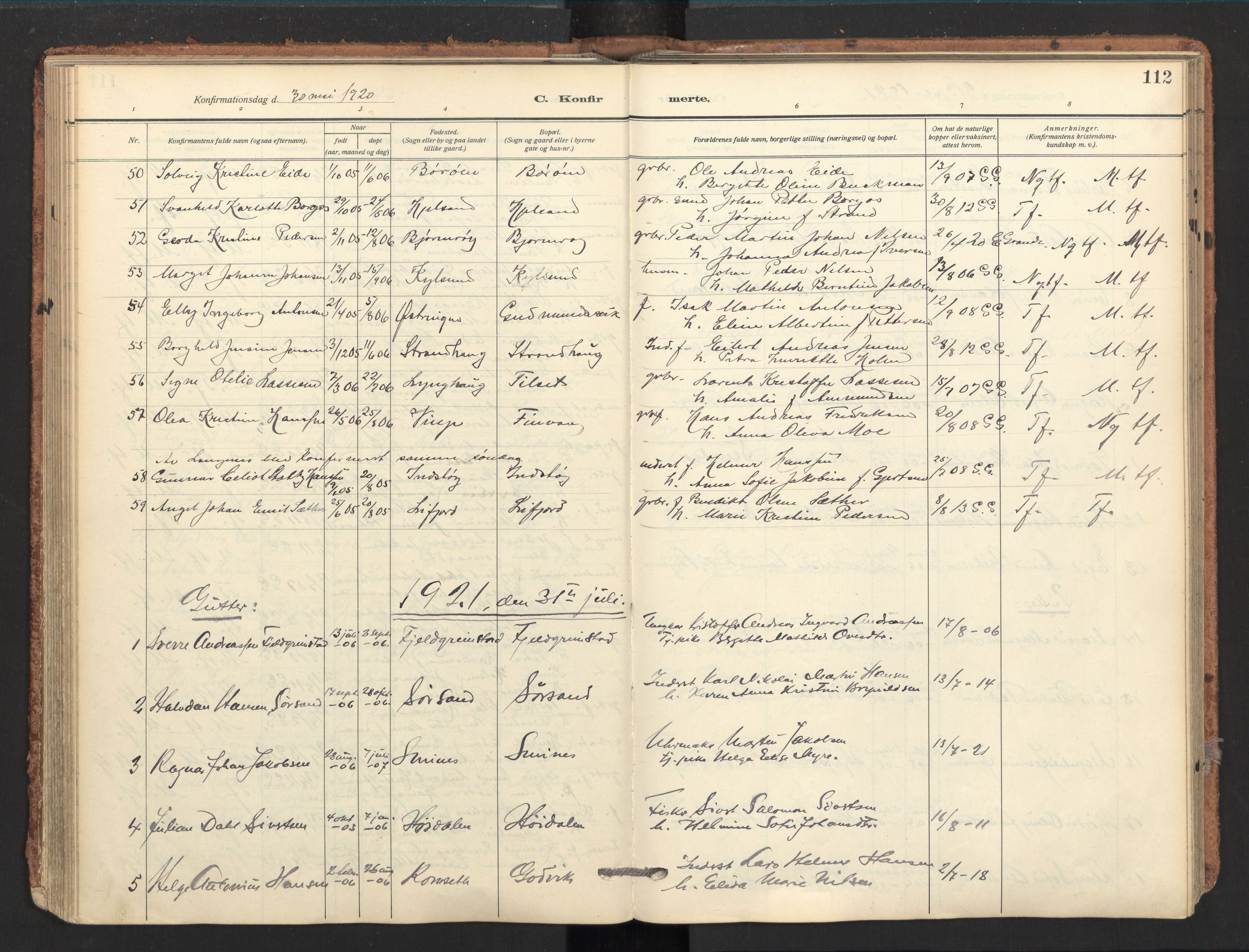 Ministerialprotokoller, klokkerbøker og fødselsregistre - Nordland, SAT/A-1459/893/L1343: Parish register (official) no. 893A15, 1914-1928, p. 112