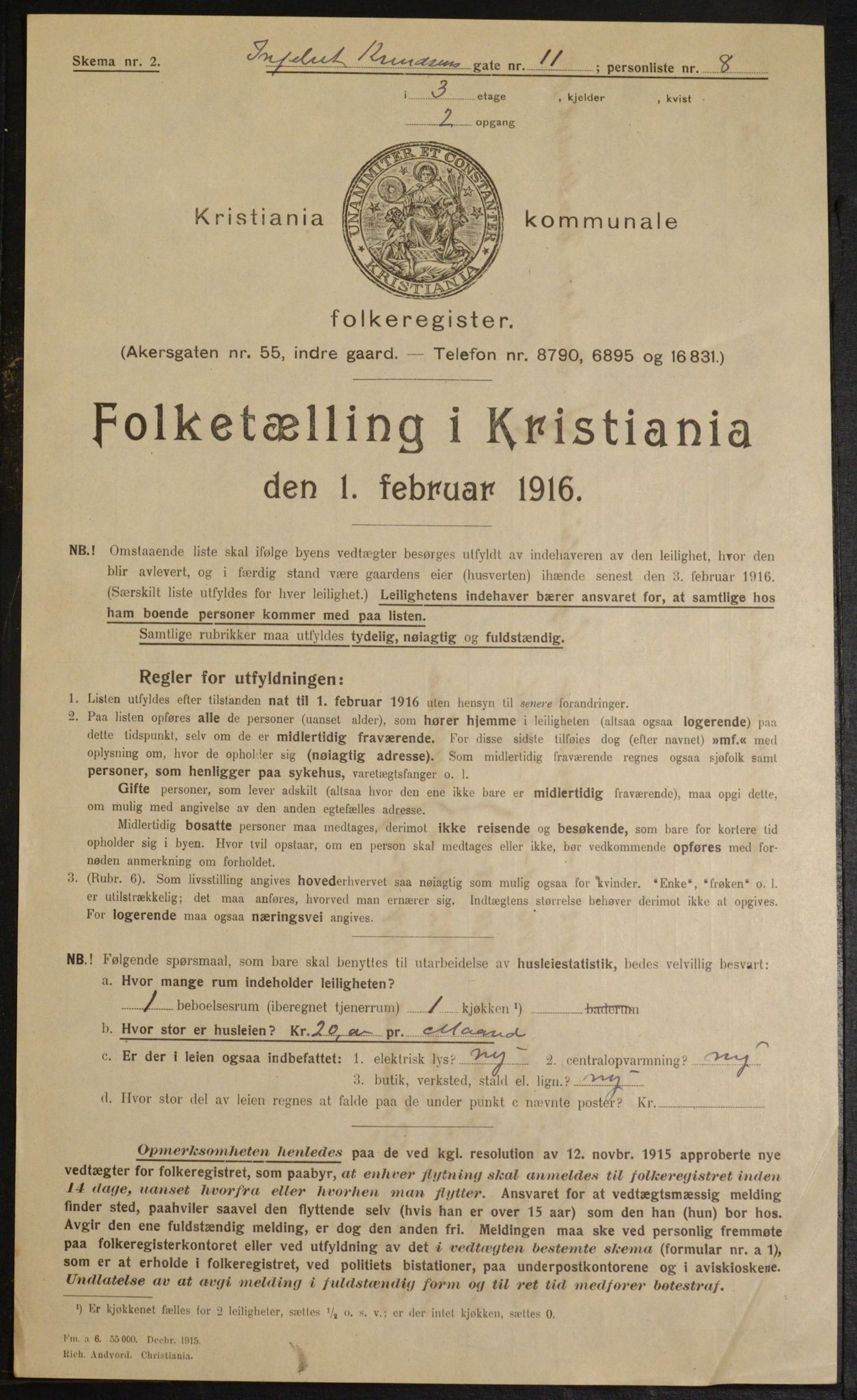 OBA, Municipal Census 1916 for Kristiania, 1916, p. 44847